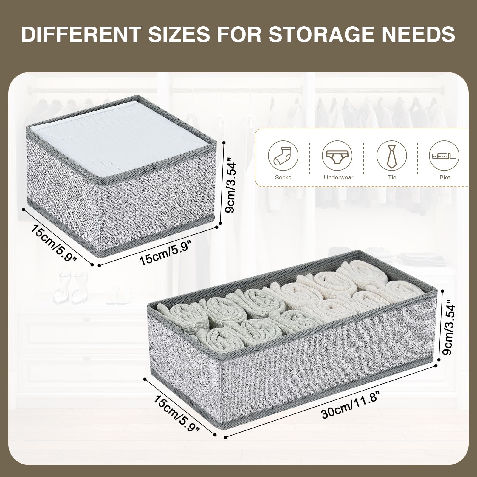 DIMJ Drawer Organizer Clothes Set of 8, Foldable Closet Drawer Organizer, Underwear Drawer Organizer, Fabric Drawer Dividers for