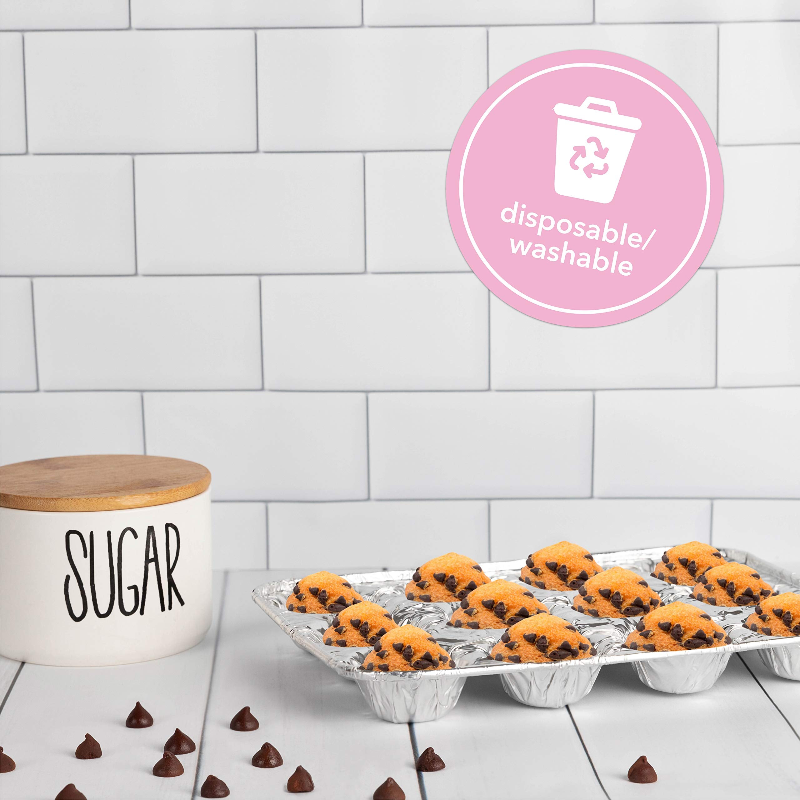 Plasticpro Aluminum Foil Muffin Pans Reusable And Disposable, Holds 12 Mini Cupcakes / Muffin Foil Pan Pack Of 20