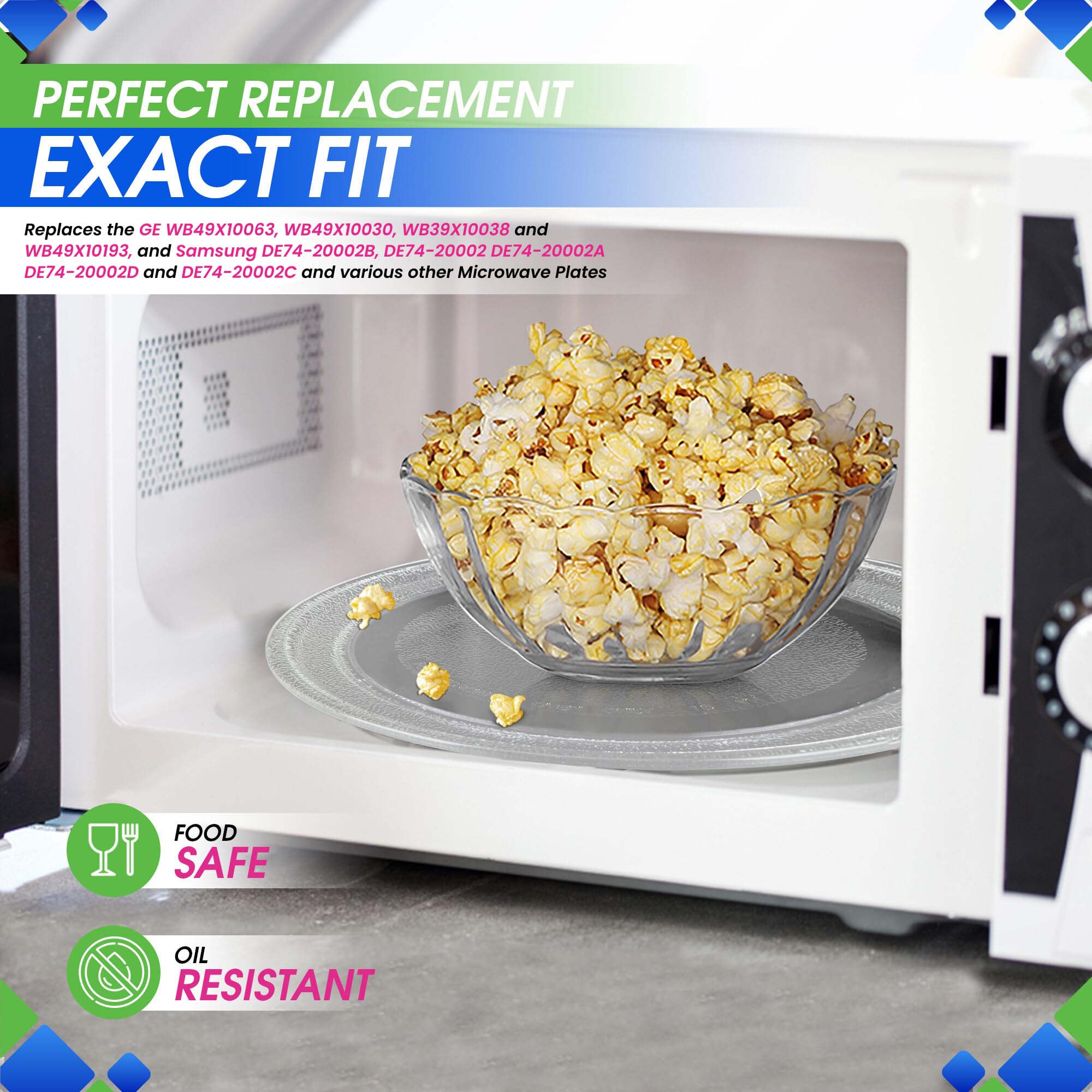 Microwave Plate Replacement 14 1/8'' Fits Ge Wb49X10063 Microwave Turntable Plate - Exact Replacement Microwave Glass Plate - Ov