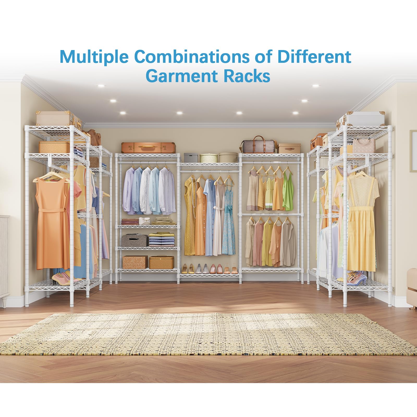 Vipek V5 Plus Portable Closet Wardrobe Heavy Duty Clothes Rack, Large Free Standing Closet Rack For Hanging Clothes, 85.4'' L X
