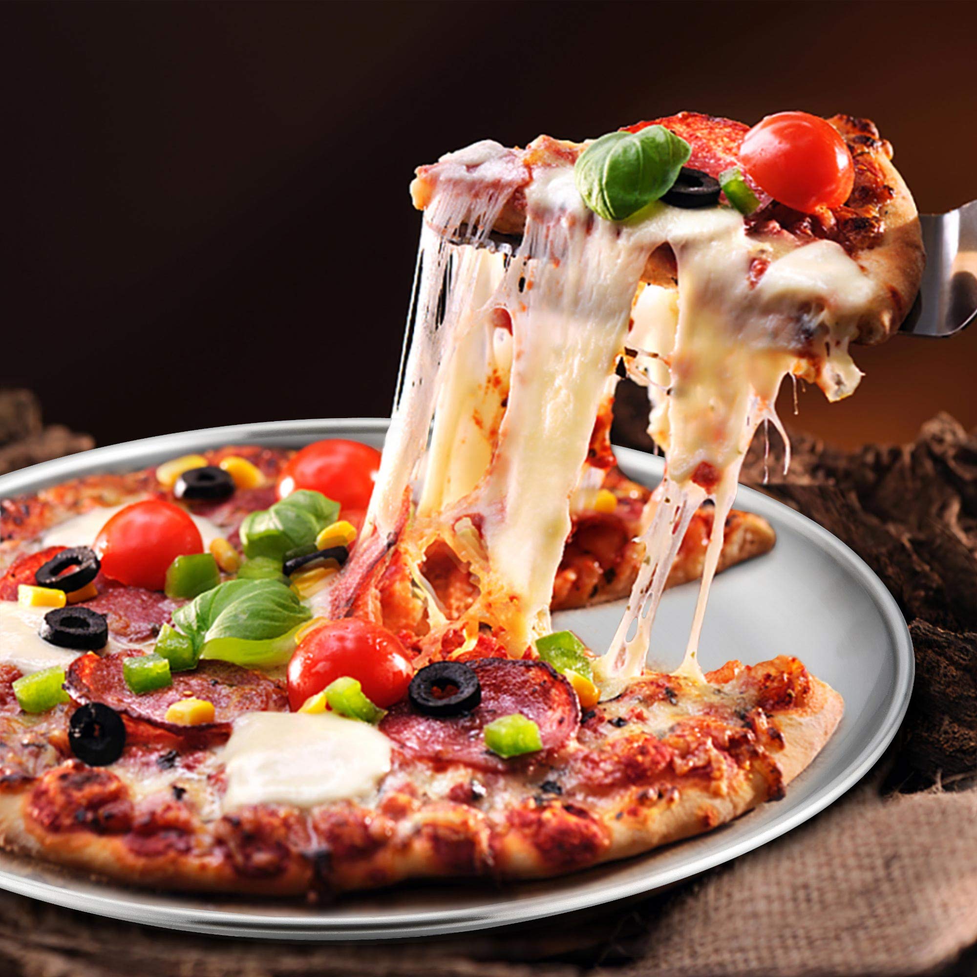 Teamfar Pizza Pan, 10 Inch Pizza Pan Stainless Steel Pizza Oven Pan Tray Round Pizza Baking Pan, Healthy & Sturdy, Dishwasher Sa