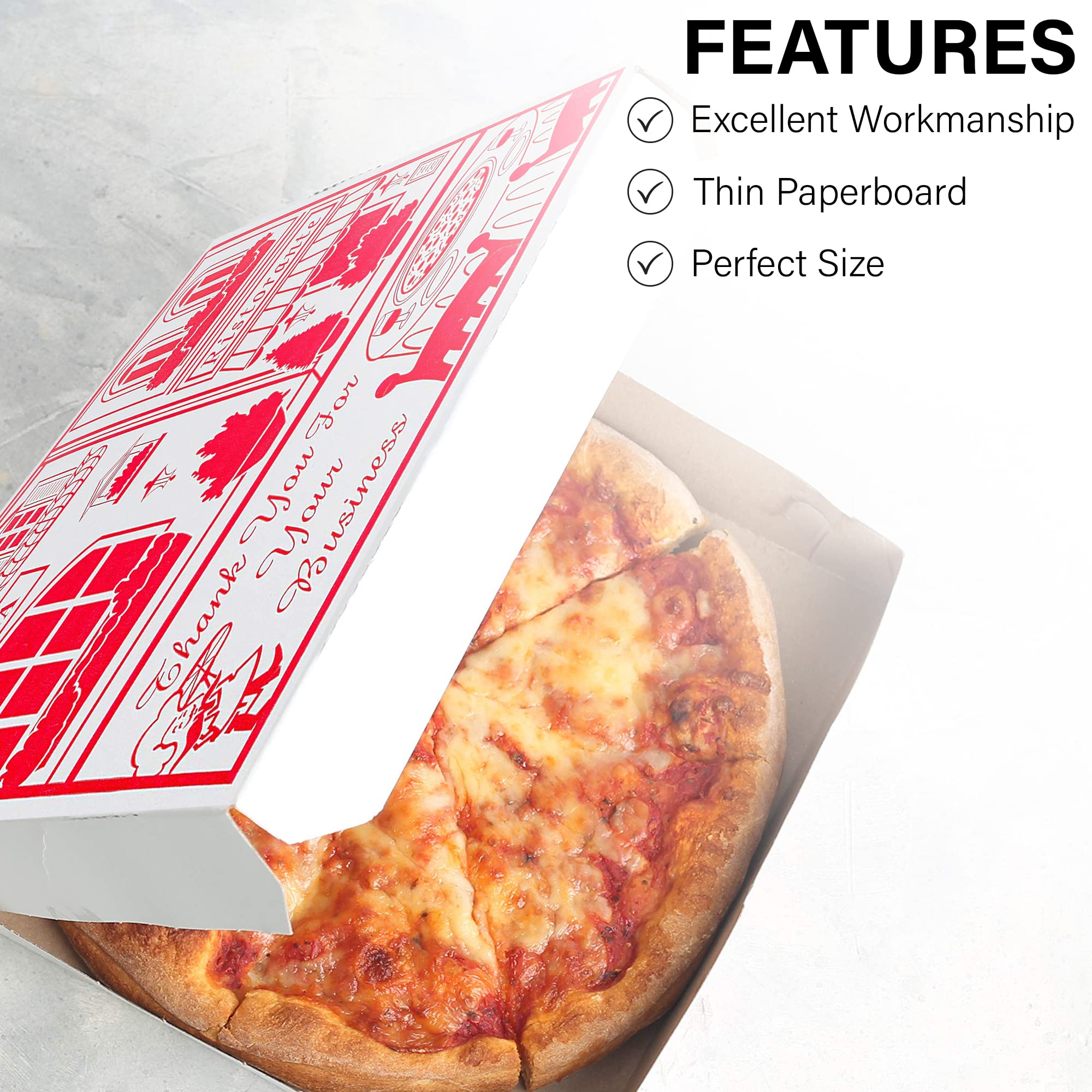 MT Products 10'' Length x 10'' Width x 2'' Depth Lock Corner Clay Coated Thin Pizza Box (10 Pieces) - Made in The USA