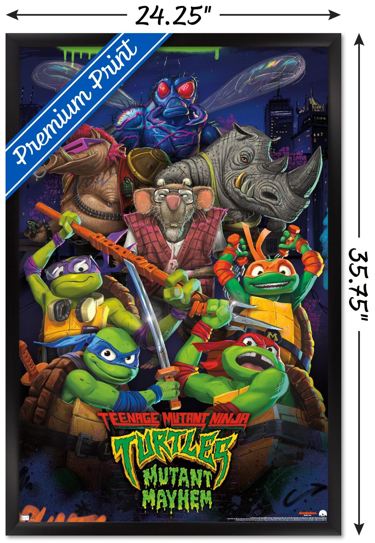 Trends International Teenage Mutant Ninja Turtles: Mutant Mayhem - Group Wall Poster, 22.37'' X 34.00'', Black Framed Version