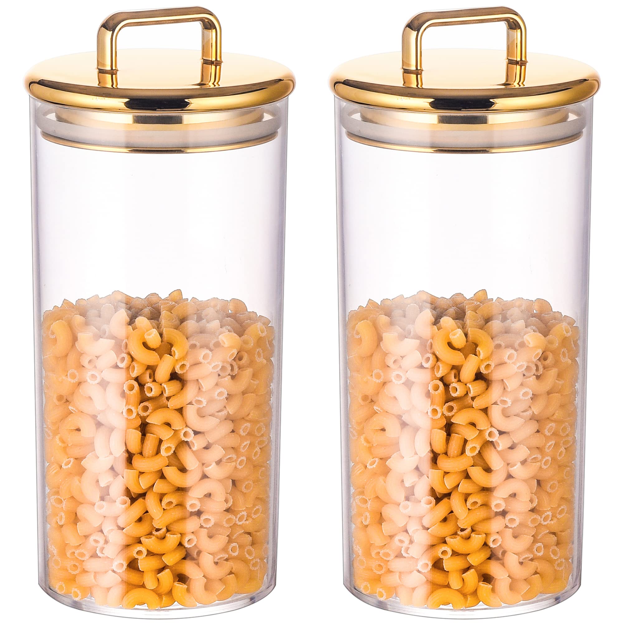 2 Pack 32 Oz Large Acrylic Storage Apothecary Jar With Gold Airtight Lid | Bathroom Vanity Organizer Containers | Ideal Decorati