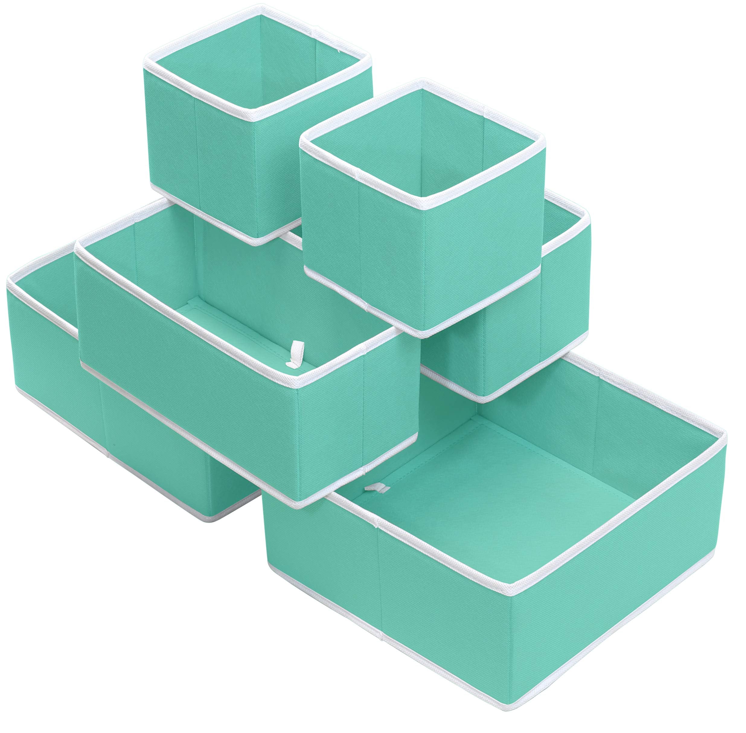 Simple Houseware Foldable Cloth Storage Box Closet Dresser Drawer Divider Organizer Basket Bins for Underwear Bras, Turquoise (S