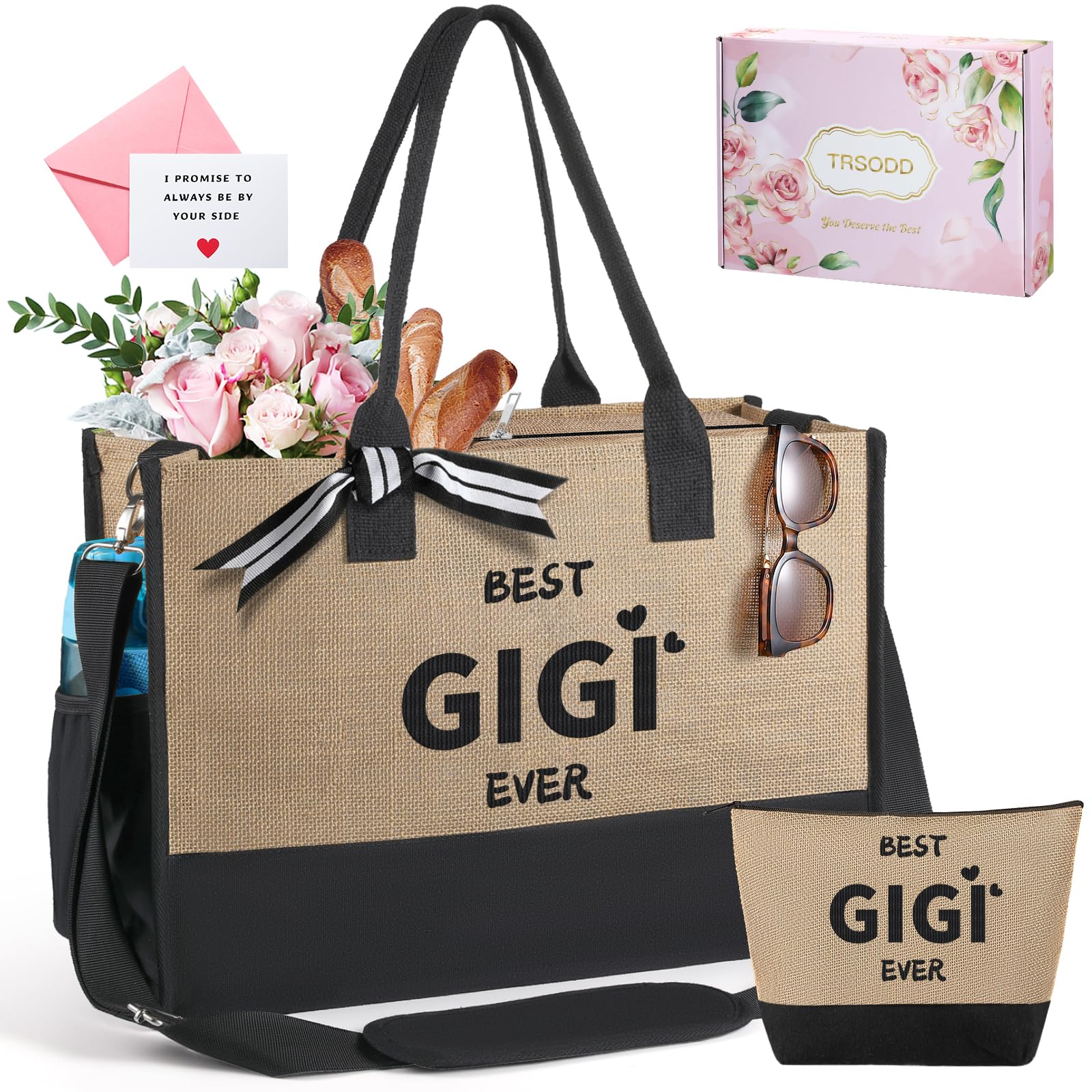 Trsodd Gigi Gifts For Grandma, Embroidery Straw Tote Bag For Women Christmas Gifts For Gigi, Gigi Mothers Day Gifts, Best Gigi E