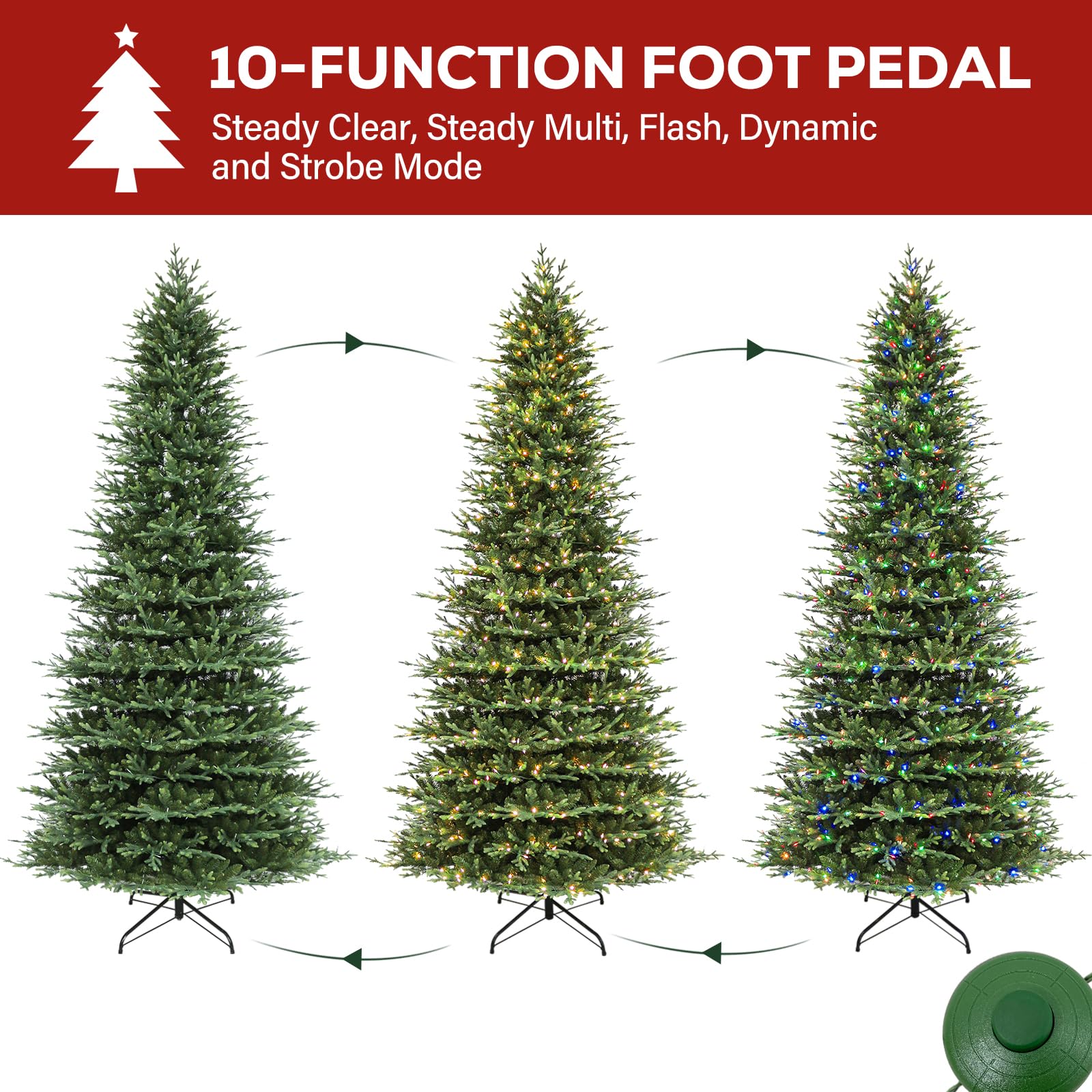 Hykolity 12 ft Prelit Christmas Tree, Artificial Christmas Tree wth 850 Color Changing LED Lights, 8109 PE&PVC Realistic Branch
