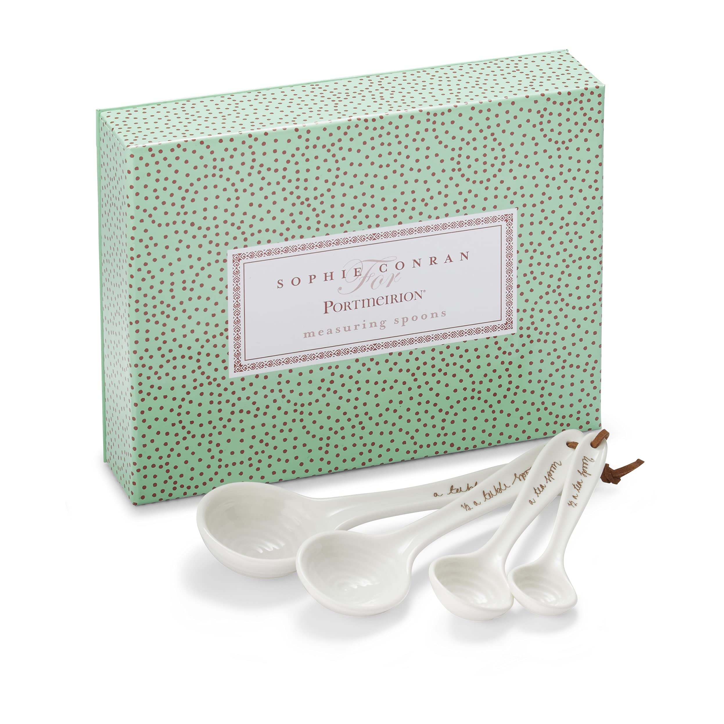 Portmeirion Sophie Conran Measuring Spoon Set - Fine Porcelain Kitchen Utensils for Baking & Cooking - 1 Tbsp, 1/2 Tbsp, 1 Tsp, 