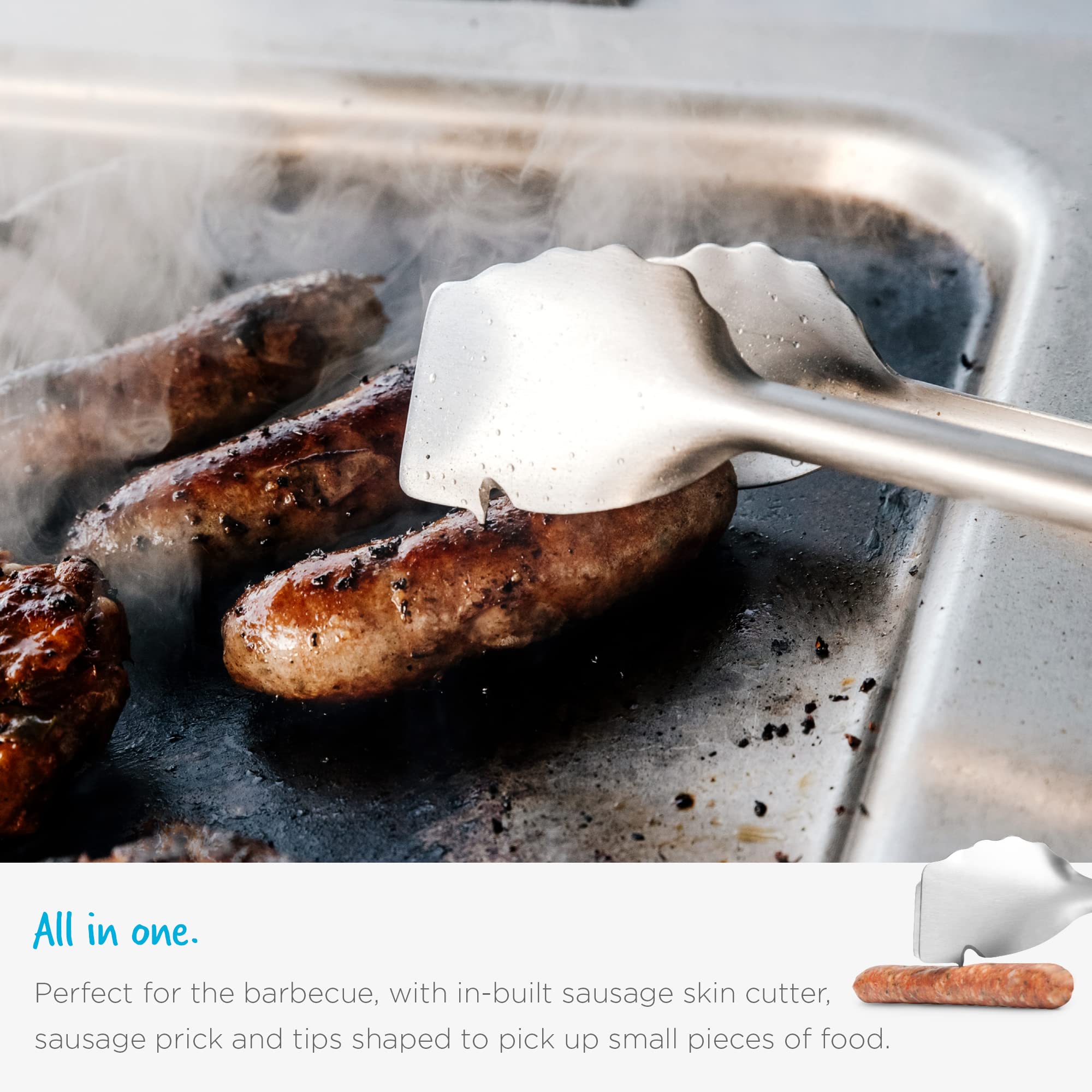 Dreamfarm Bbq Clongs | Click Lock Durable Stainless-Steel Barbecue Tongs | 15.6 Inches
