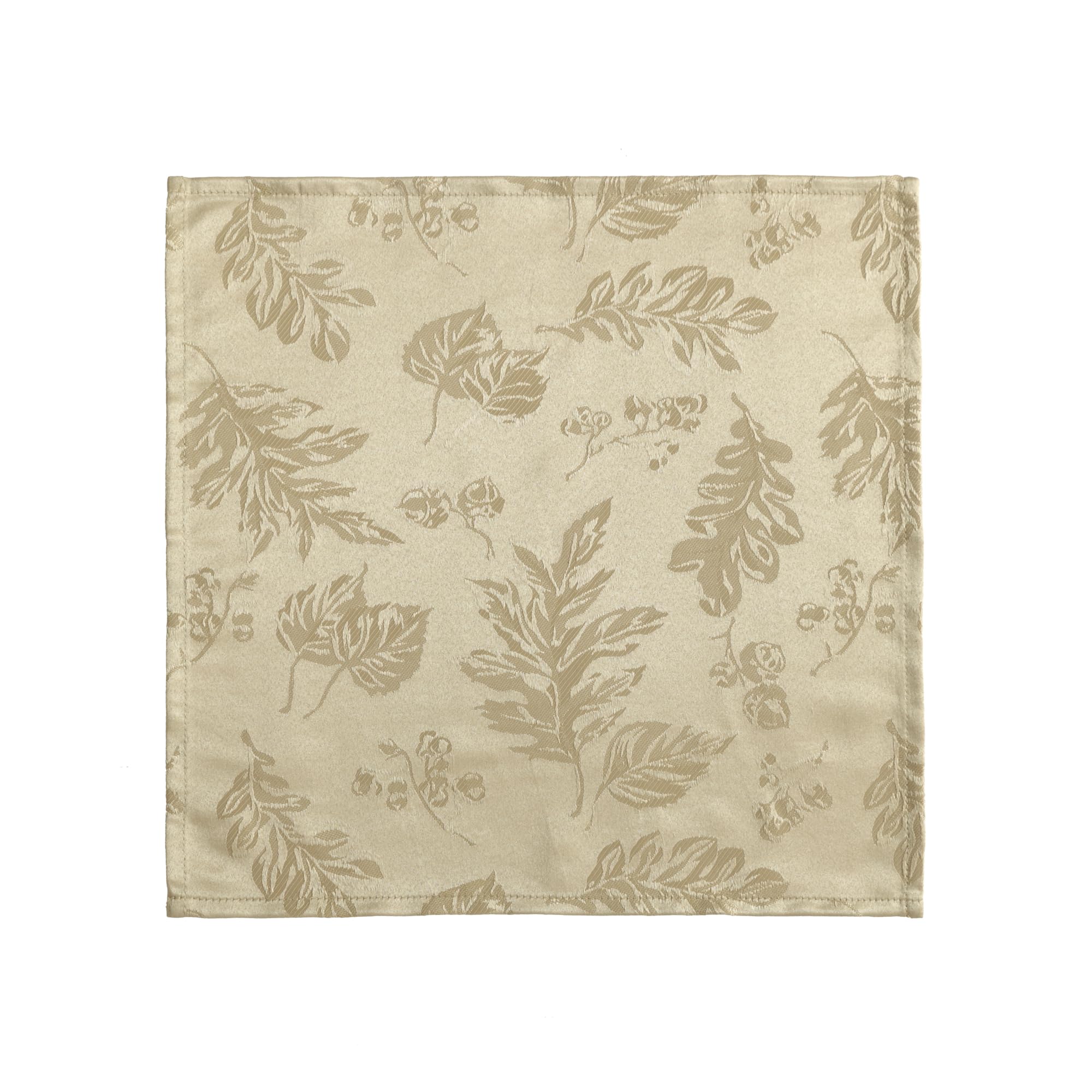 Elrene Home Fashions Elegant Woven Leaves Jacquard Damask Cloth Napkin Set, 17'' X 17'', Pack Of 8, Taupe