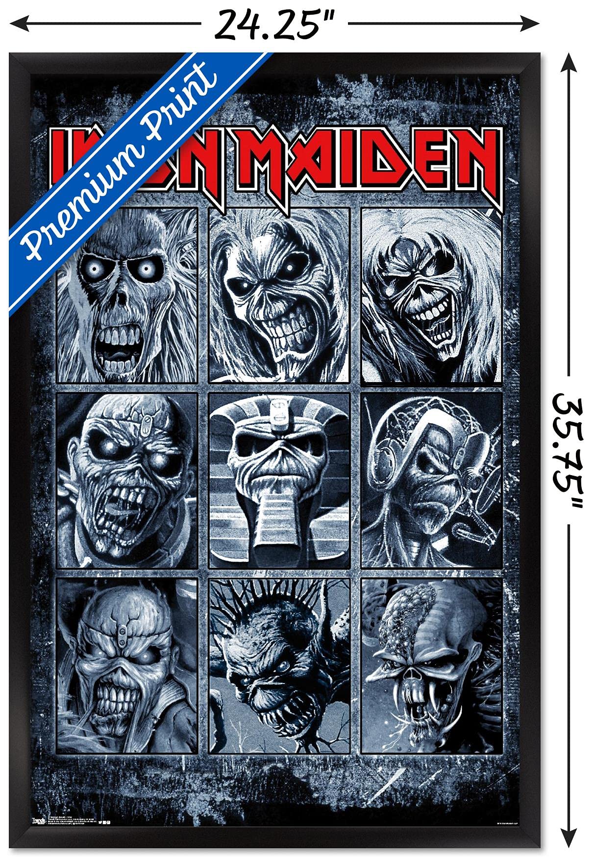 Trends International Iron Maiden - Grid Wall Poster, 22.375'' X 34'', Black Framed Version