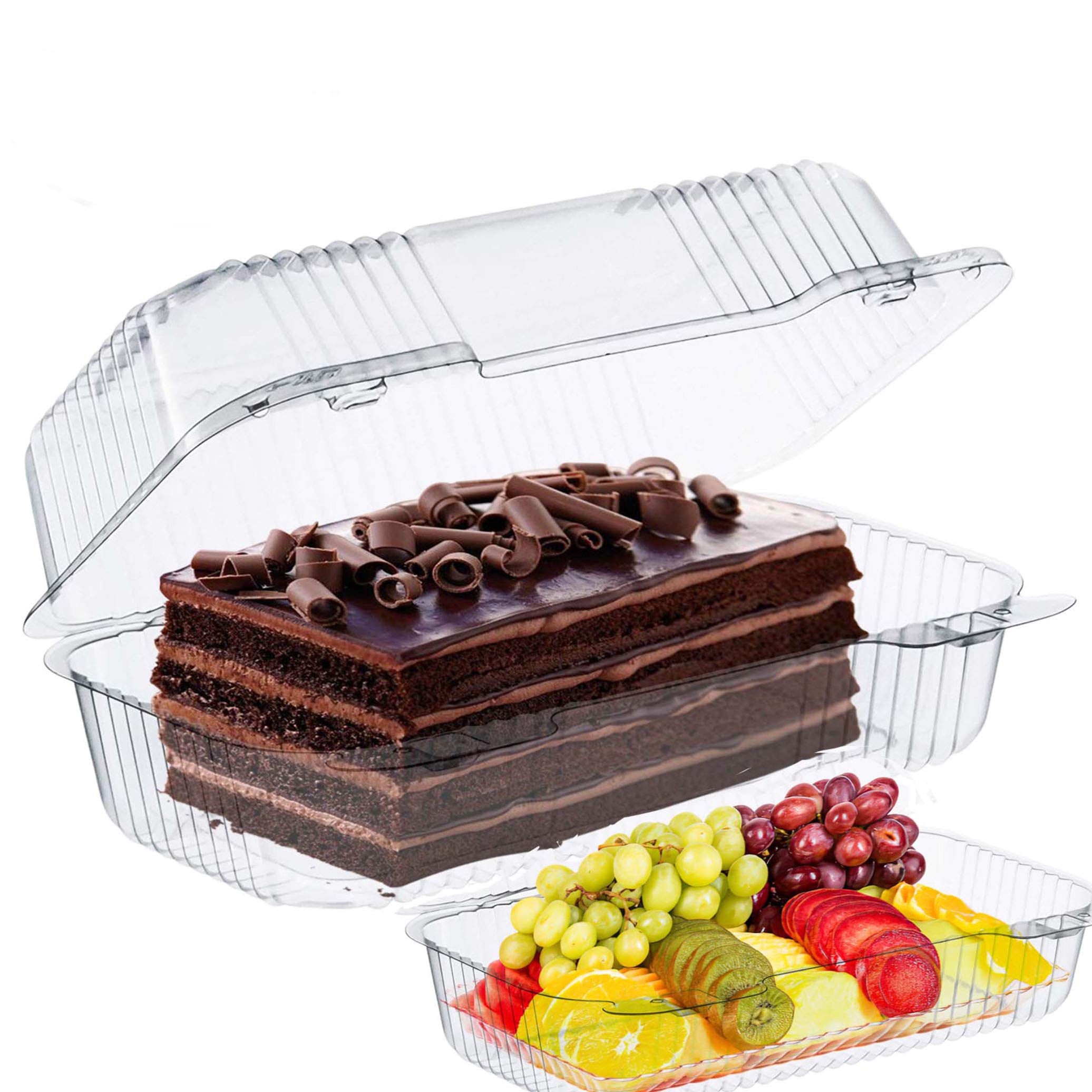Pizety Bakers Pantry Cake Roll Container Clear Hinged Lid Disposable 9'' X 5 Great For Loaf Deep Cookies Plastic Containers Disp