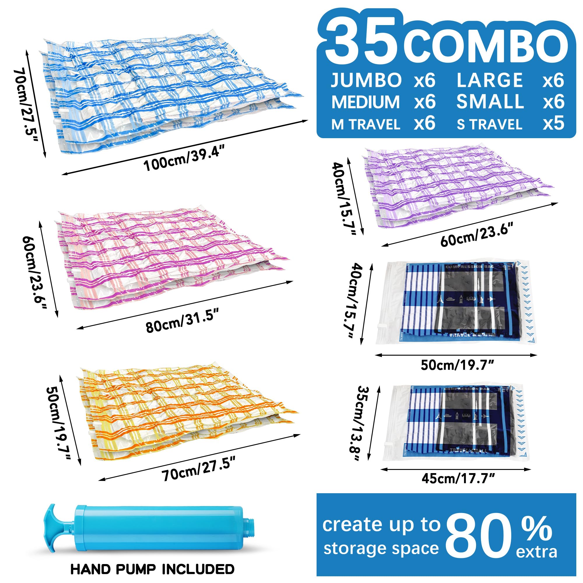 Storage Master Vacuum Storage Bags For Clothes, 35 Airtight Vacuum Seal Space Saver Bags For Clothing Blankets And Comforters (3