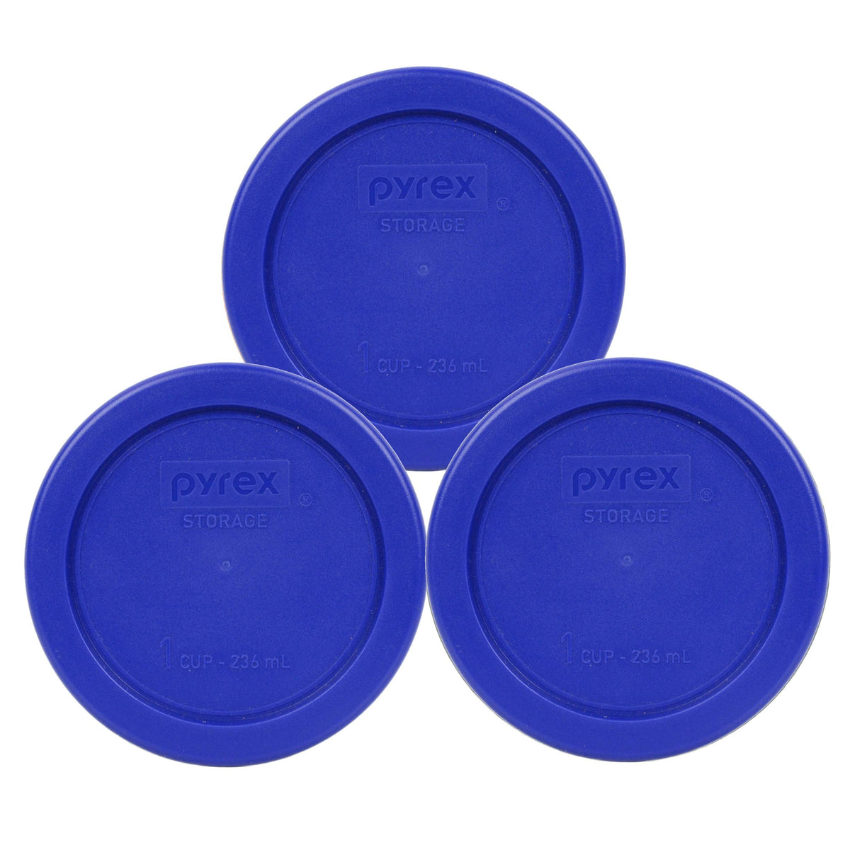 Pyrex 7202-Pc 1 Cup Cadet Blue Plastic Food Storage Replacement Lid, Made In Usa - 3 Pack