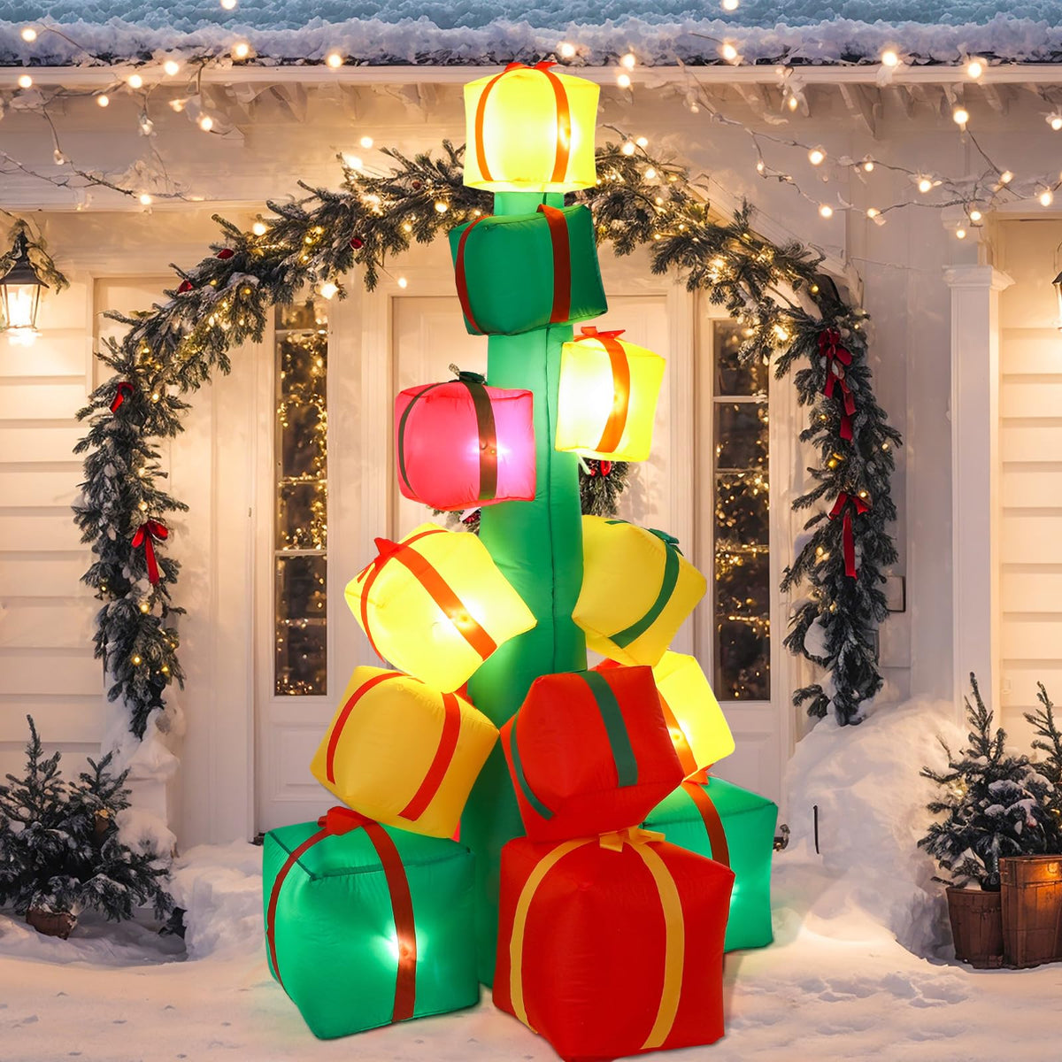Sosation 9 Foot Long Christmas Giant Inflatable Gift Boxes with 9 LED ...