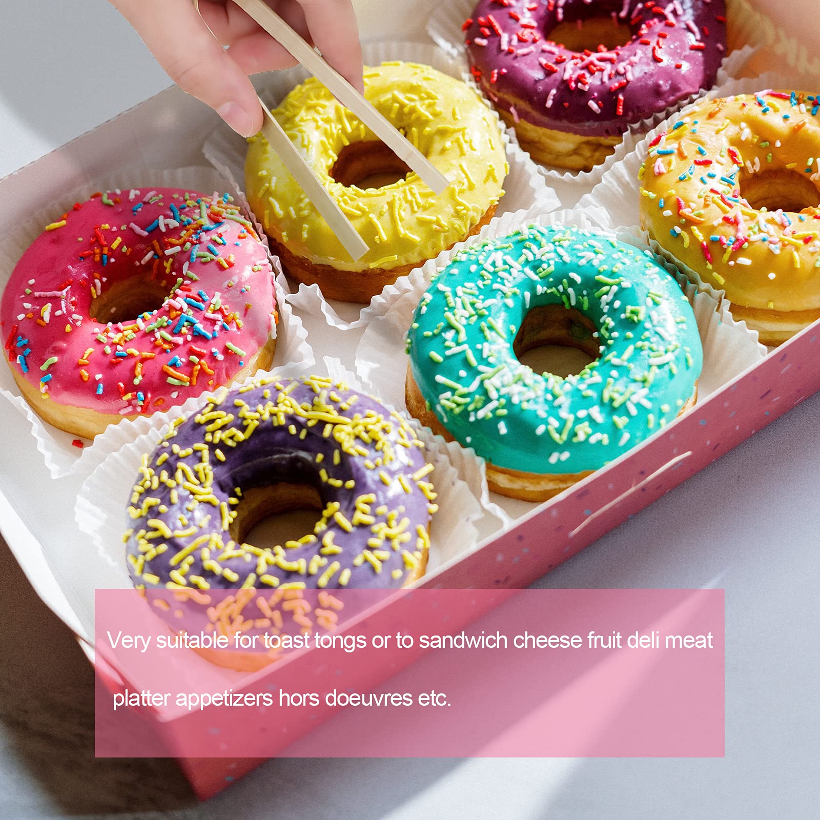 Luter 40Pcs 5.9Inch Wooden Tongs, Disposable Cooking Utensils Mini Bamboo Tongs Natural Toast Tong For Cooking Picking Up