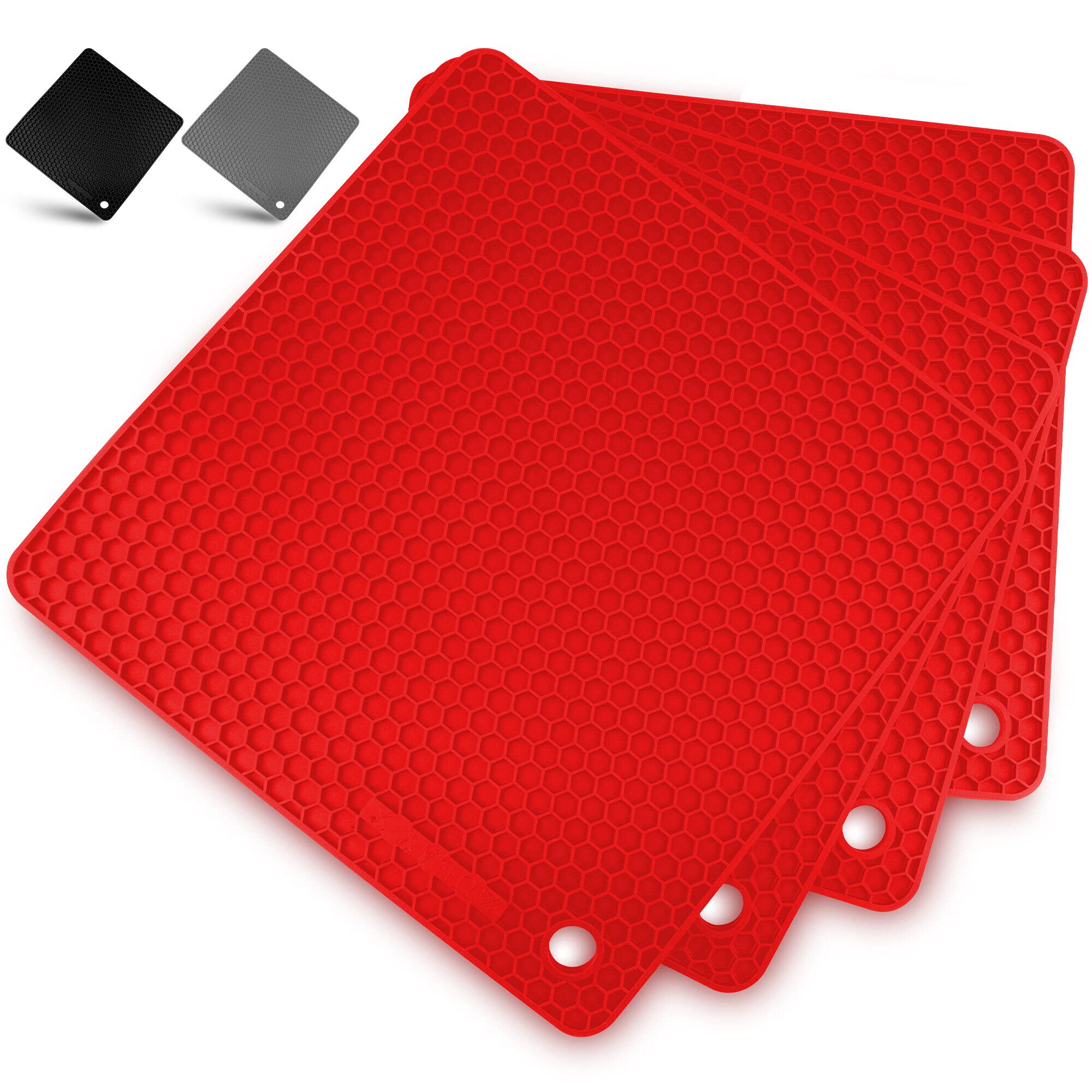 Zulay 4 Pack Silicone Trivet Mat Set - 7   X7    Silicone Pot Holders For Kitchen & Table - Non Slip Silicone Hot Pad & Coasters