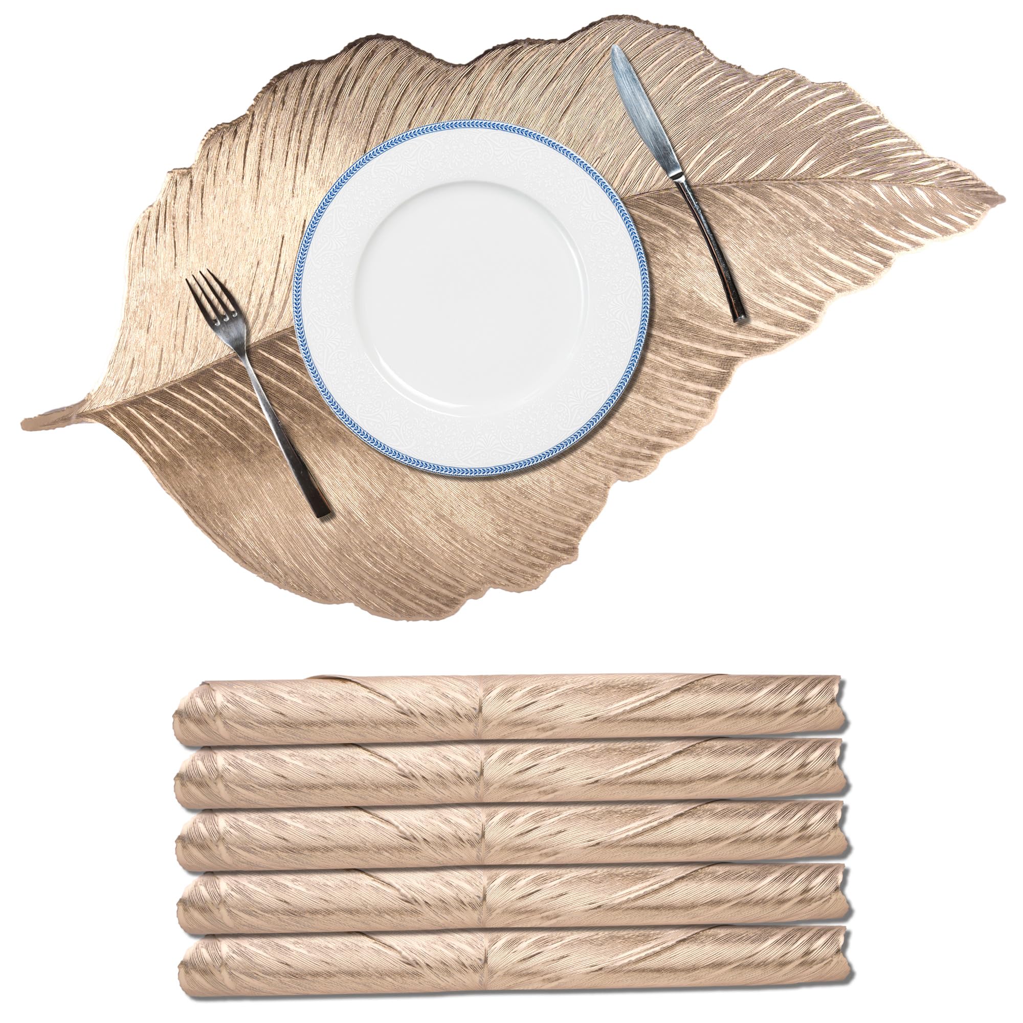 Kuber Industries Soft Leather Dining Table Mat Set of 6 | NonSlip Heat Resistant Placemats for Kitchen | Decorative Centre Tabl