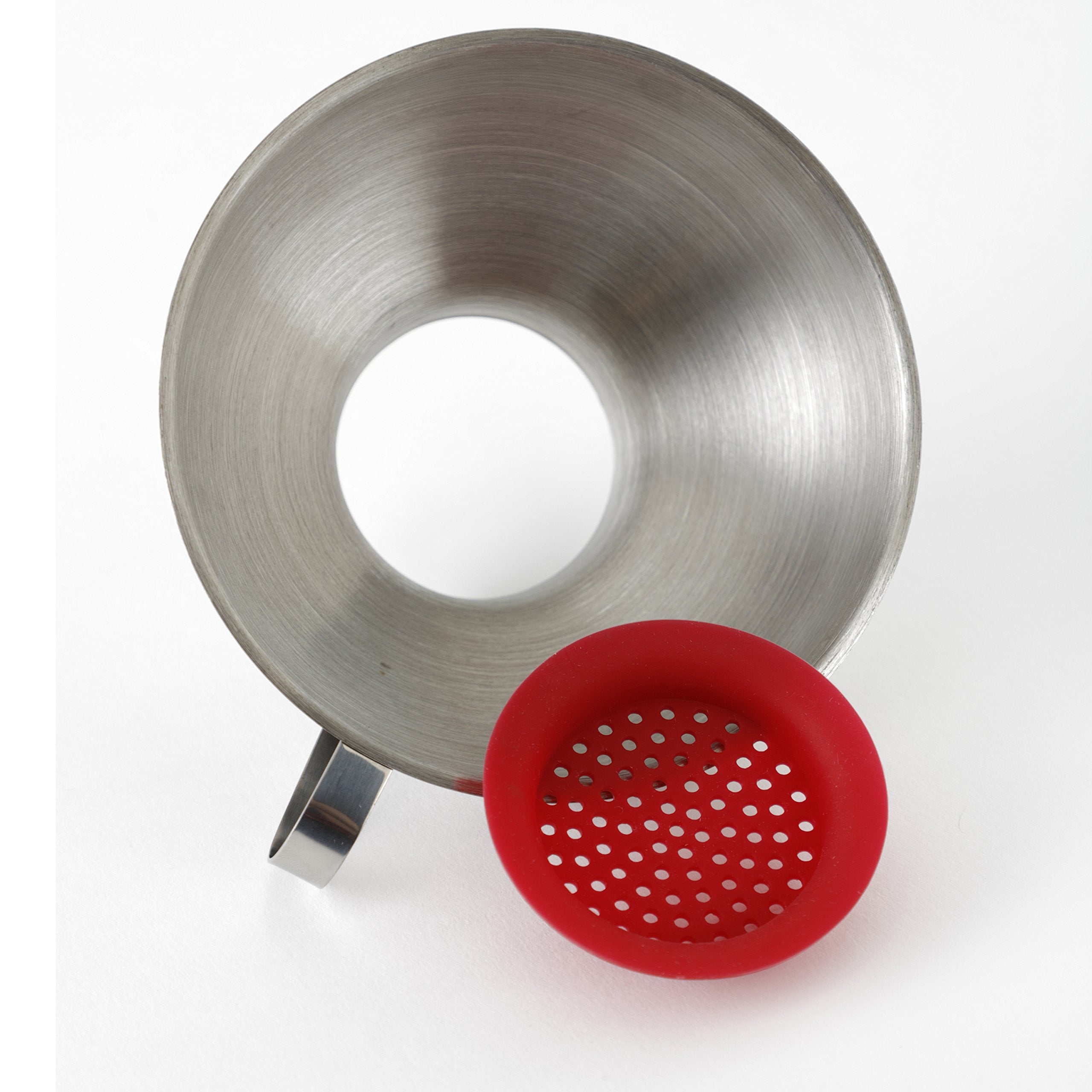 Norpro Stainless Steel Wide Mouth Funnel With Silicone Strainer, 2.25In/5.5Cm, As Shown