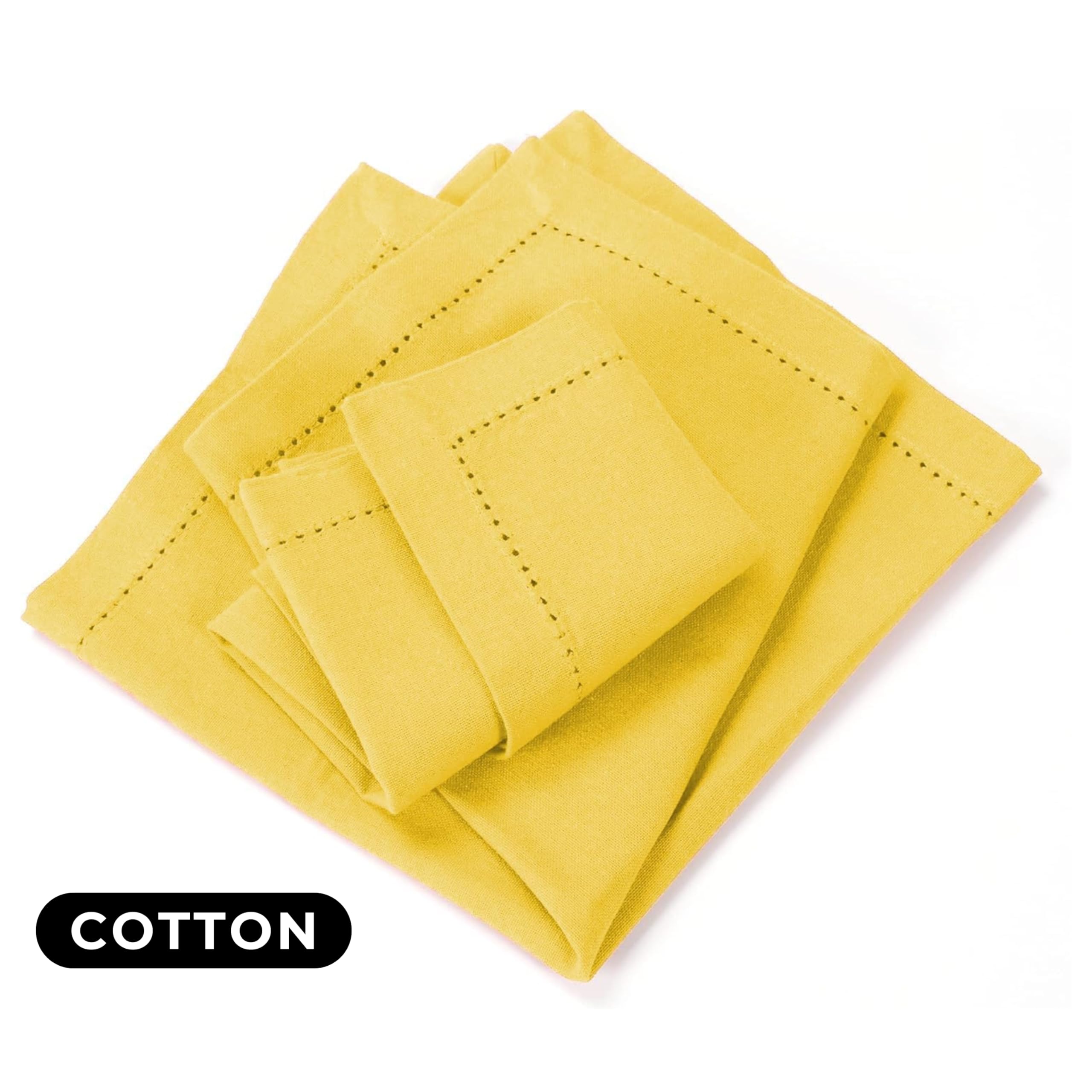 Wedding Napkin Set Of 12,Cotton Cloth Dinner Napkin 18X18 Sand Yellow With Hemstitched,Thanksgiving, Cocktails Napkins, Fabric N