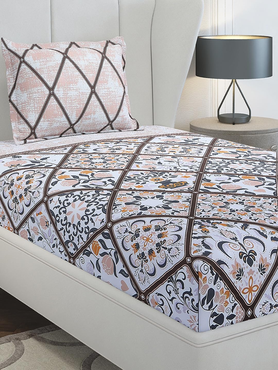 Monte Carlo Multi Printed Single 144 Tc 1 Bedsheet With 1 Pillow Cover 11