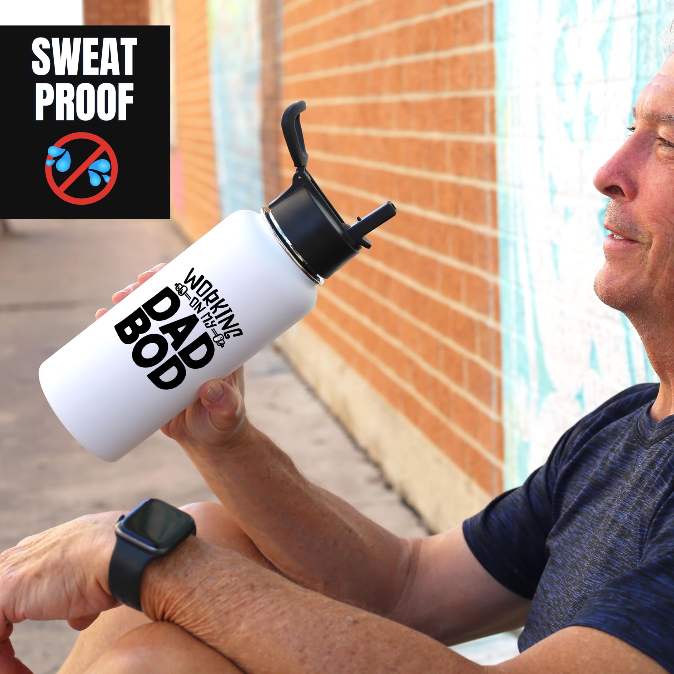 Workin On My Dad Bod 32 Oz Water Bottle - Funny Dad Insulated Travel Thermos Tumbler For Fathers Day, Dad Birthday Gift, Christm