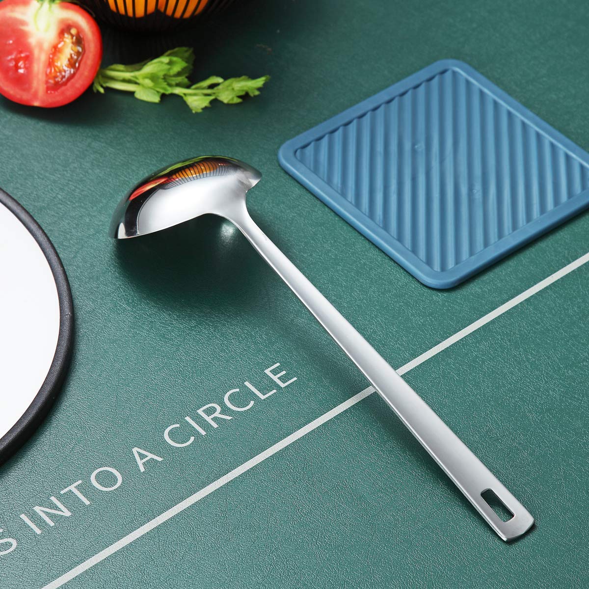Stainless Steel Ladle, Berglander Soup Ladle, Cooking Ladle, Kitchen Ladle, Metal Soup Spoon For Cooking Non-Stick And Heat Resi