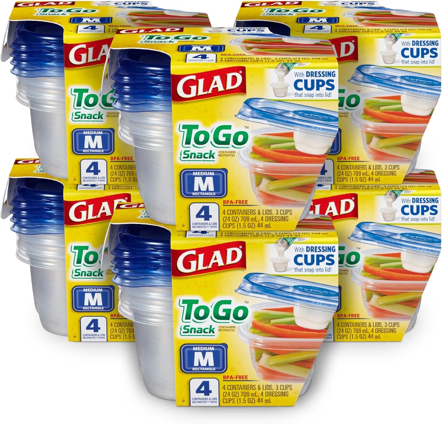 Glad GladWare To Go Lunch Food Storage Containers - Medium Round - Meal Container Holds up to 32 Ounces of Food - Lock Tight Sea