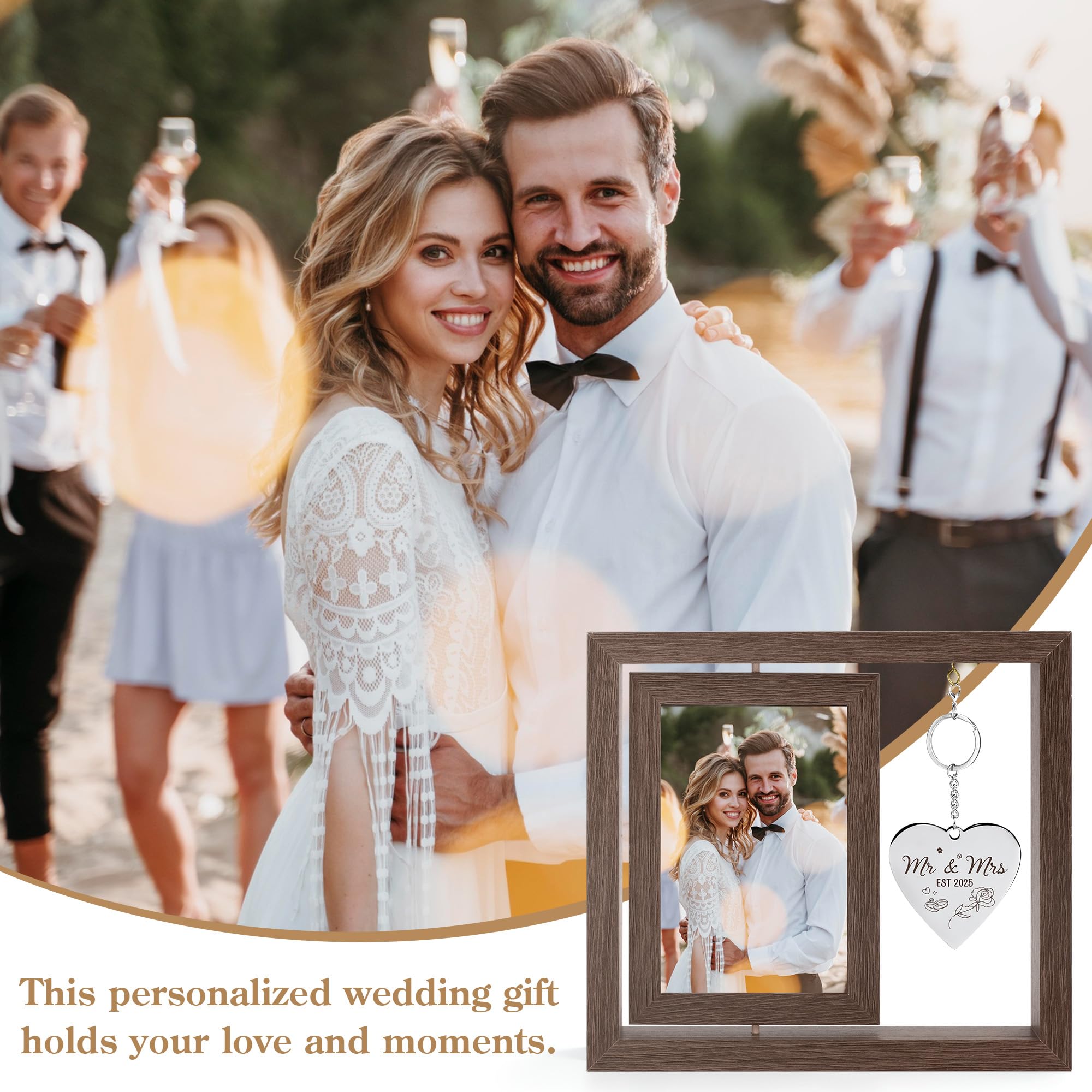 HELORAY Wedding Gifts for Couples Personalized Wedding Gifts for Newlyweds Gift Wedding Picture Frame Mr and Mrs Wedding Present