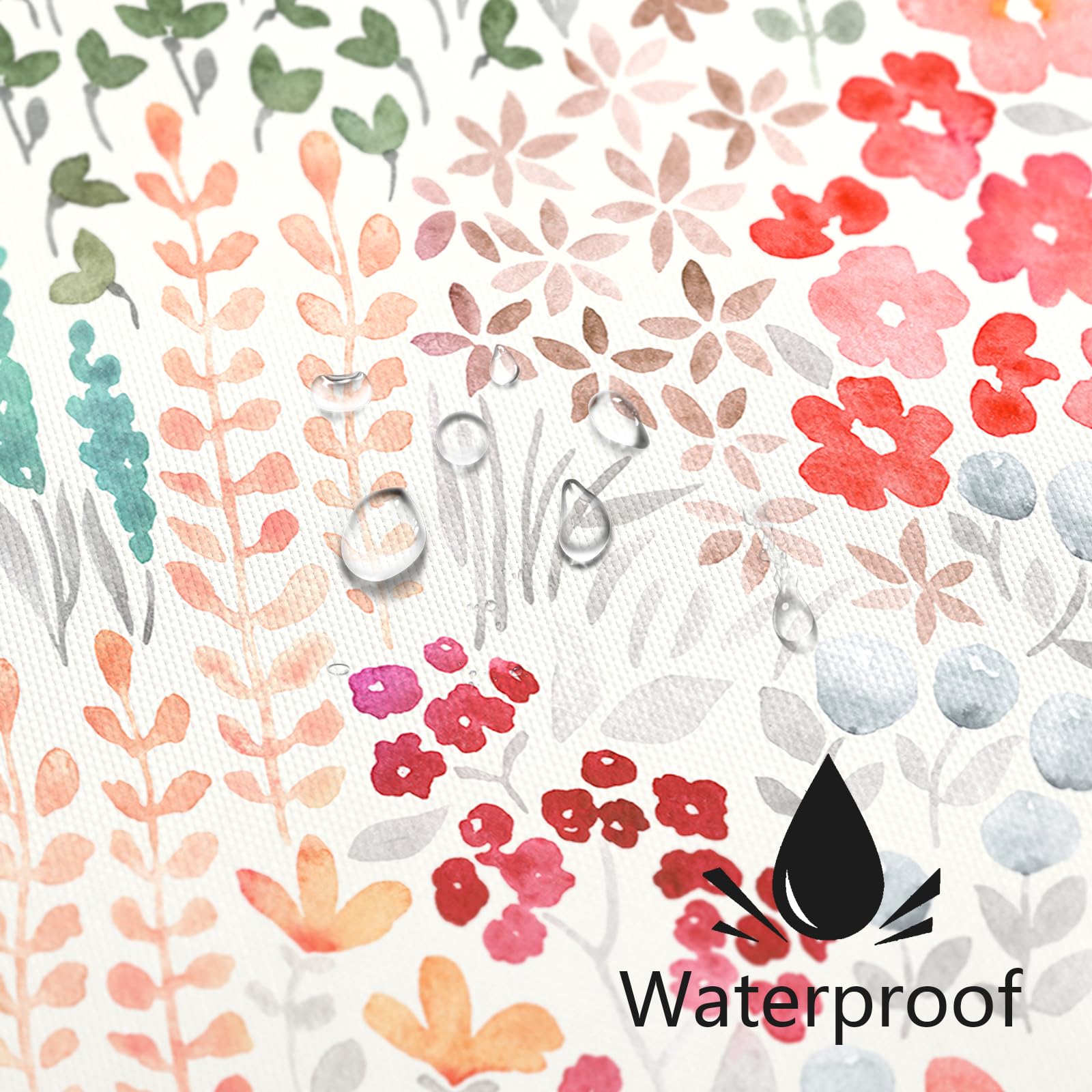 Mayzus Colorful Floral Shower Curtain 60X72, Retro Red Teal Flower Fabric Shower Curtain, Cute Funky Watercolor Wildflower Showe