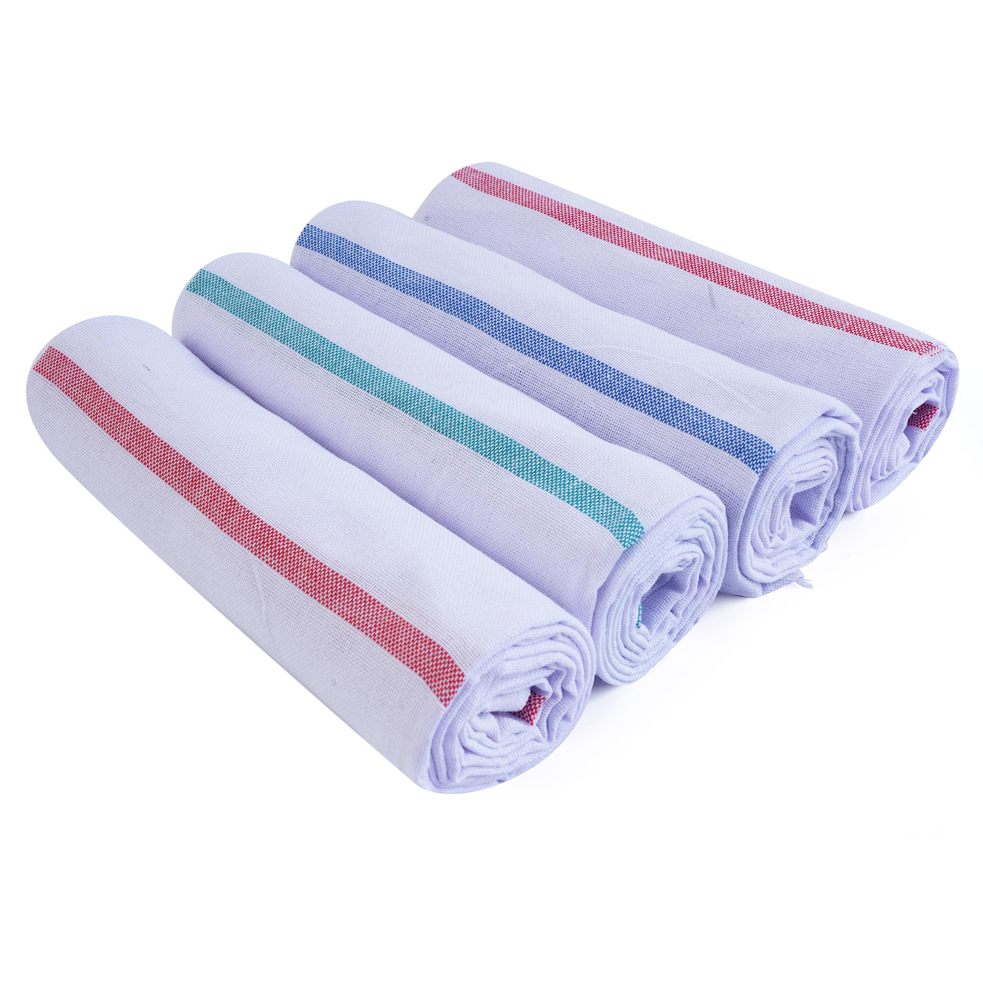 Comfort Weave Cotton Kerala Bath Towels (Thorthu) Pack Of 4 Pcs (30 X 60), White, 152.4X76.2 Cm, 200 Tc, 152.4 Centimeters
