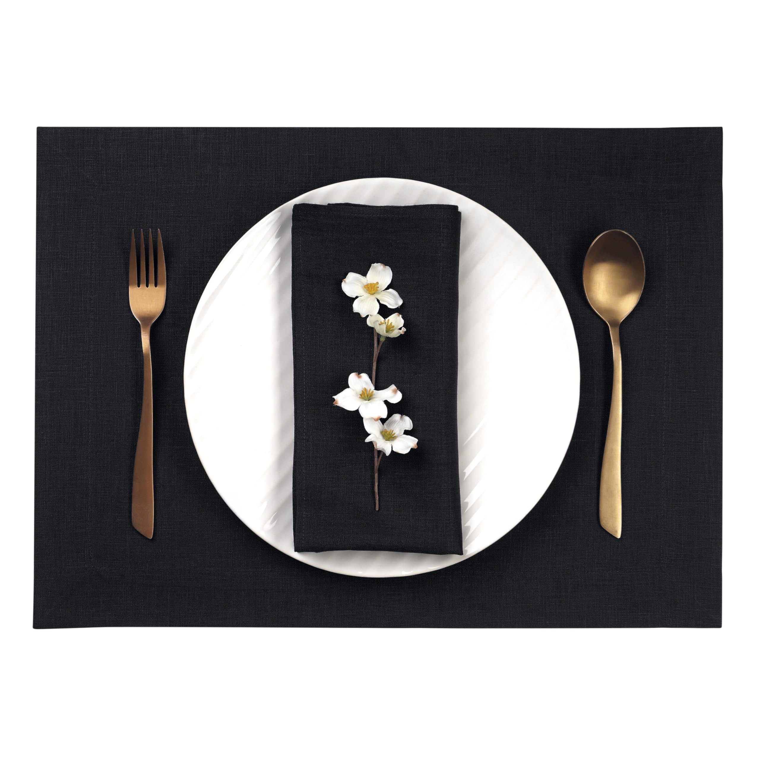 Dmoksha Halloween Placemats 14 X 19 Inch, Black Placemats Set Of 4, 100% Pure Linen Hemmed Cloth Placemats, Perfect For Thanksgi