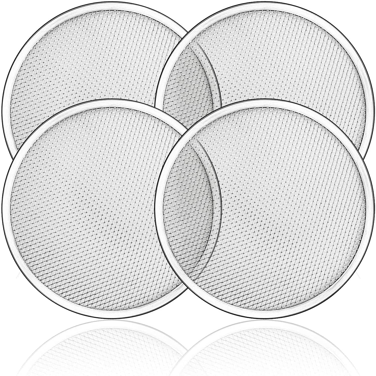 Tosnail 4 Pack 10 Inches Seamless Aluminum Pizza Screen Pizza Pan With Holes Pizza Mesh