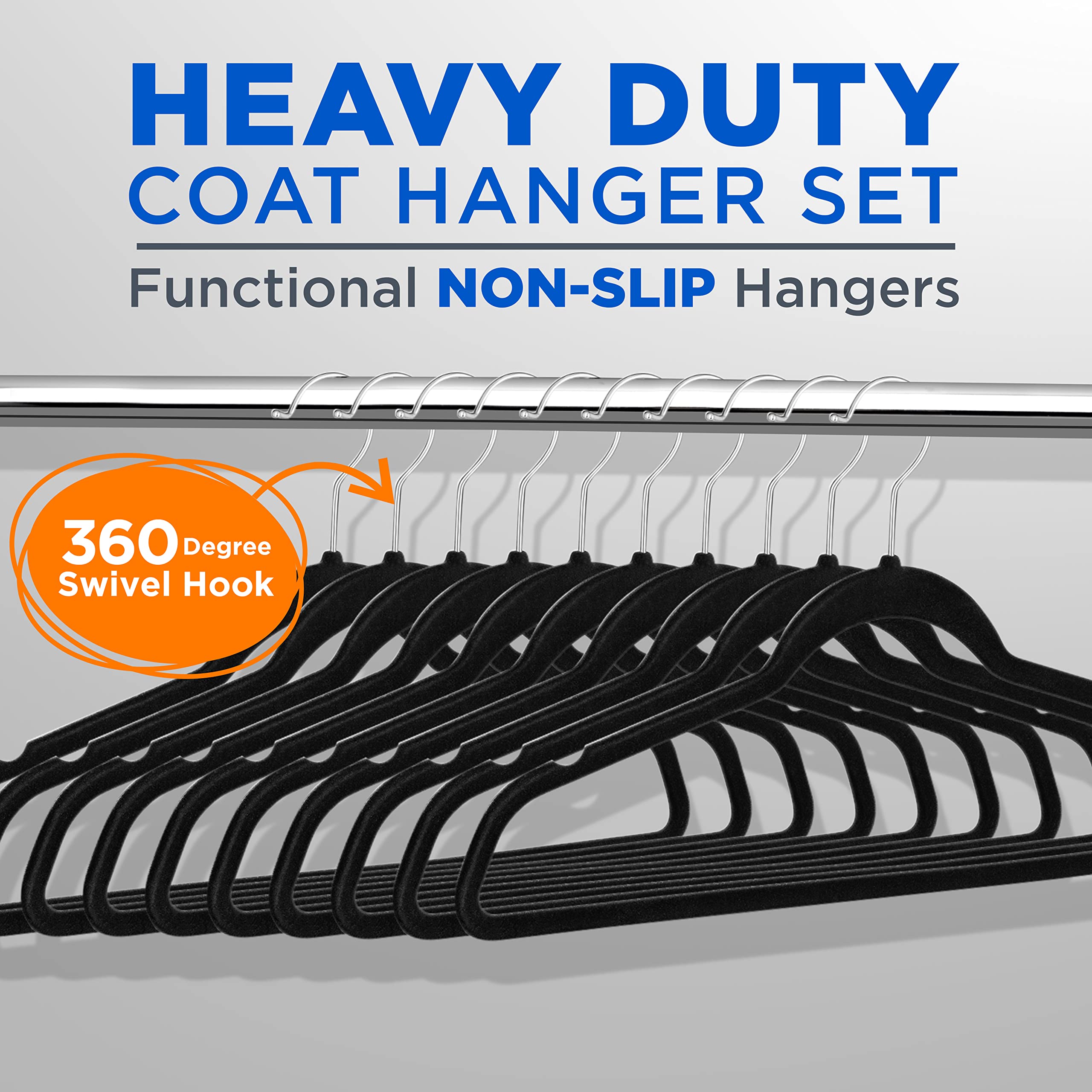 Serenelife Premium Non-Slip Velvet Hangers-Space Saving Heavy Duty Slim Suit Clothes Hanger Set With 360 Degree Swivel Metal Hoo