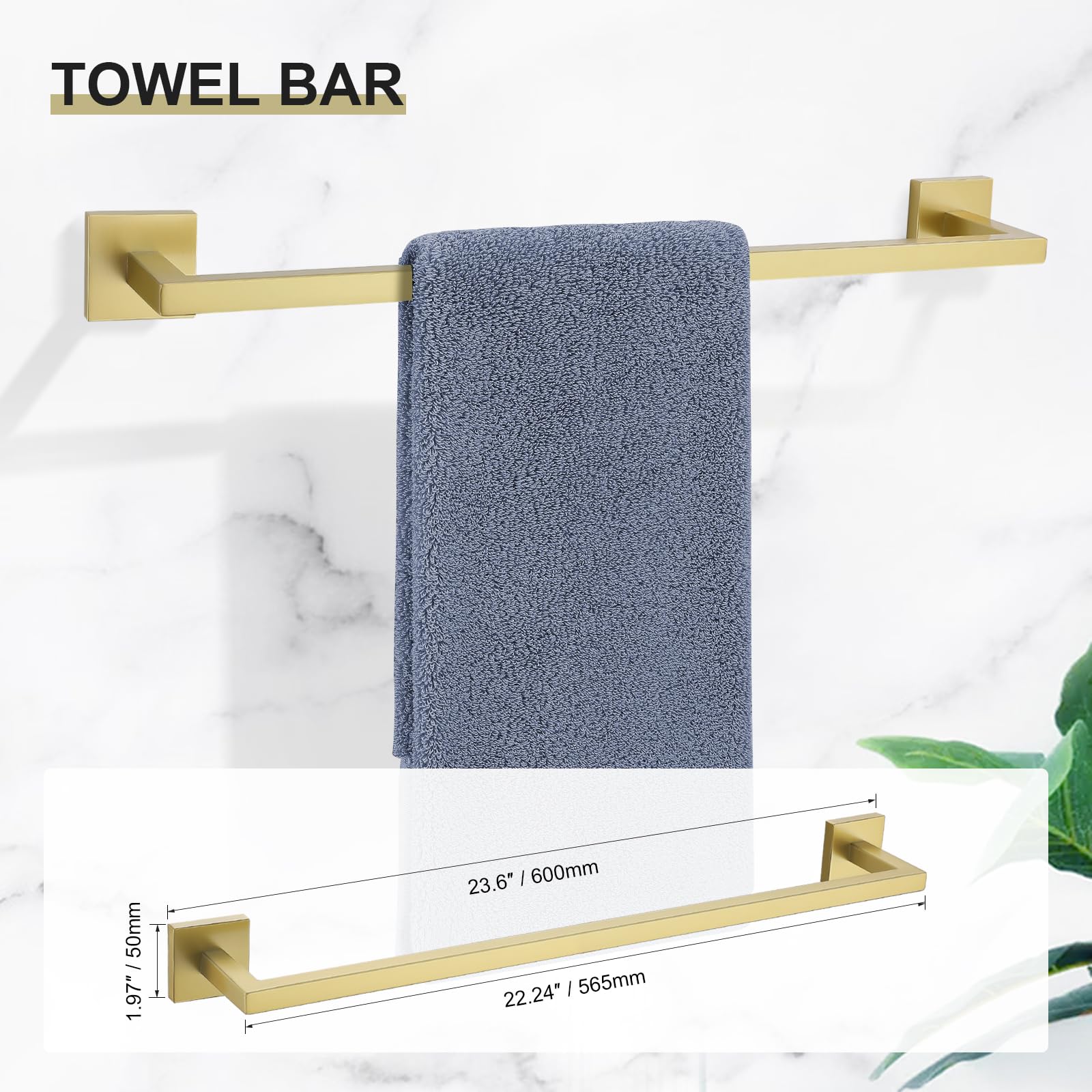 Tnoms 5 Pieces Brushed Light Gold Towel Bar Set Bathroom Hardware Set Towel Holder Set For Bathroom Sus304 Stainless Steel Bathr