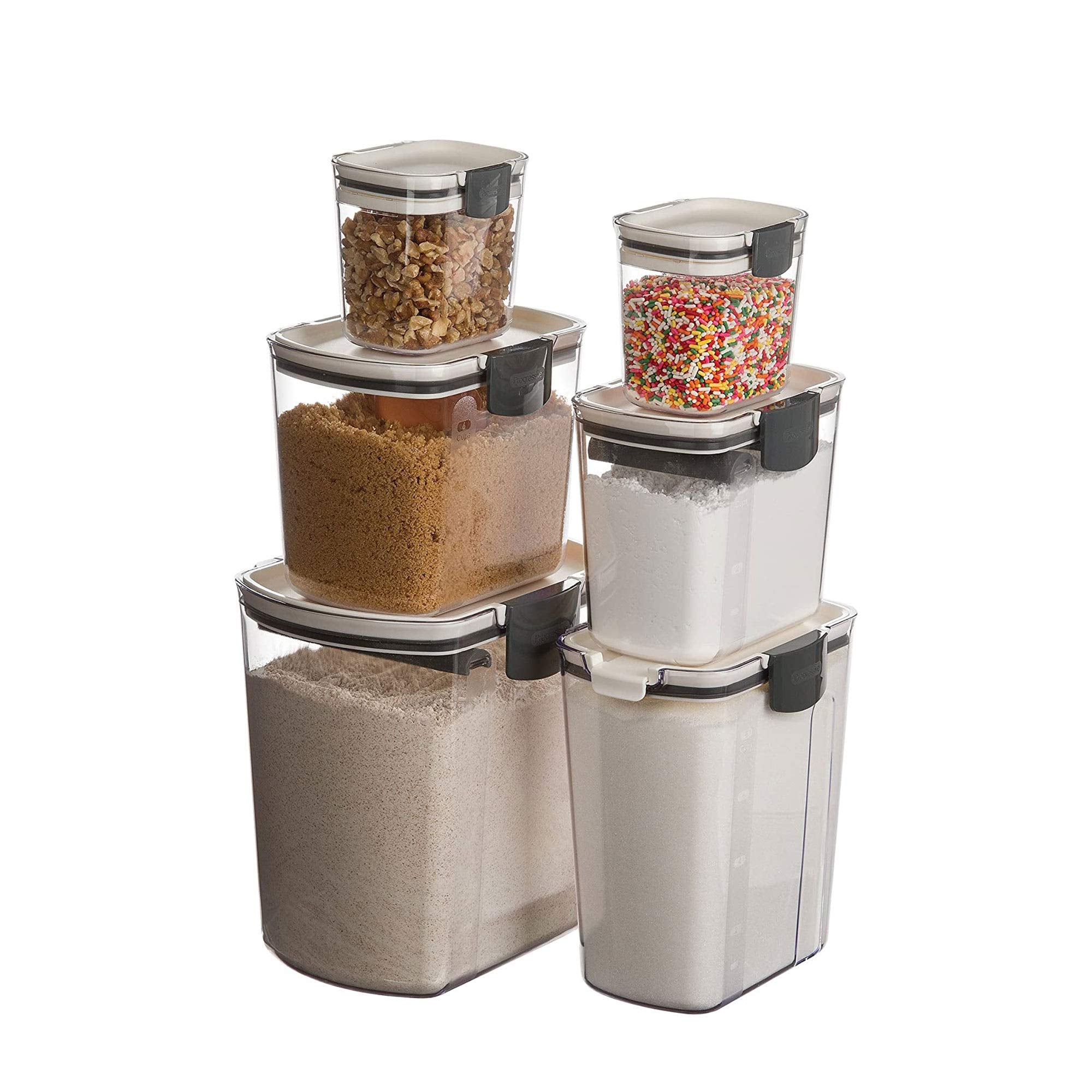 Progressive International Prepworks Prokeeper Kitchen Clear Plastic, Airtight Food, Flour And Sugar Storage Container Set, 6 Pie
