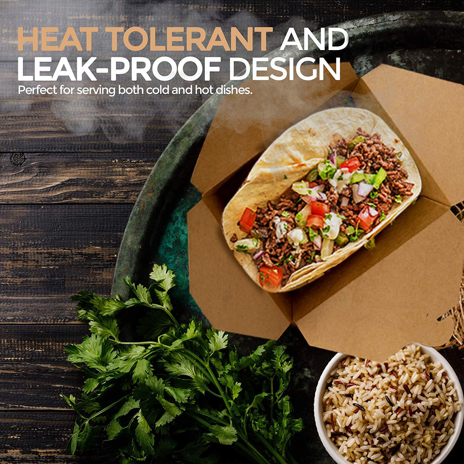 Stock Your Home Microwaveable Kraft Brown Take Out Boxes 71 Oz (40 Pack) Leak And Grease Resistant Food Containers - Recyclable