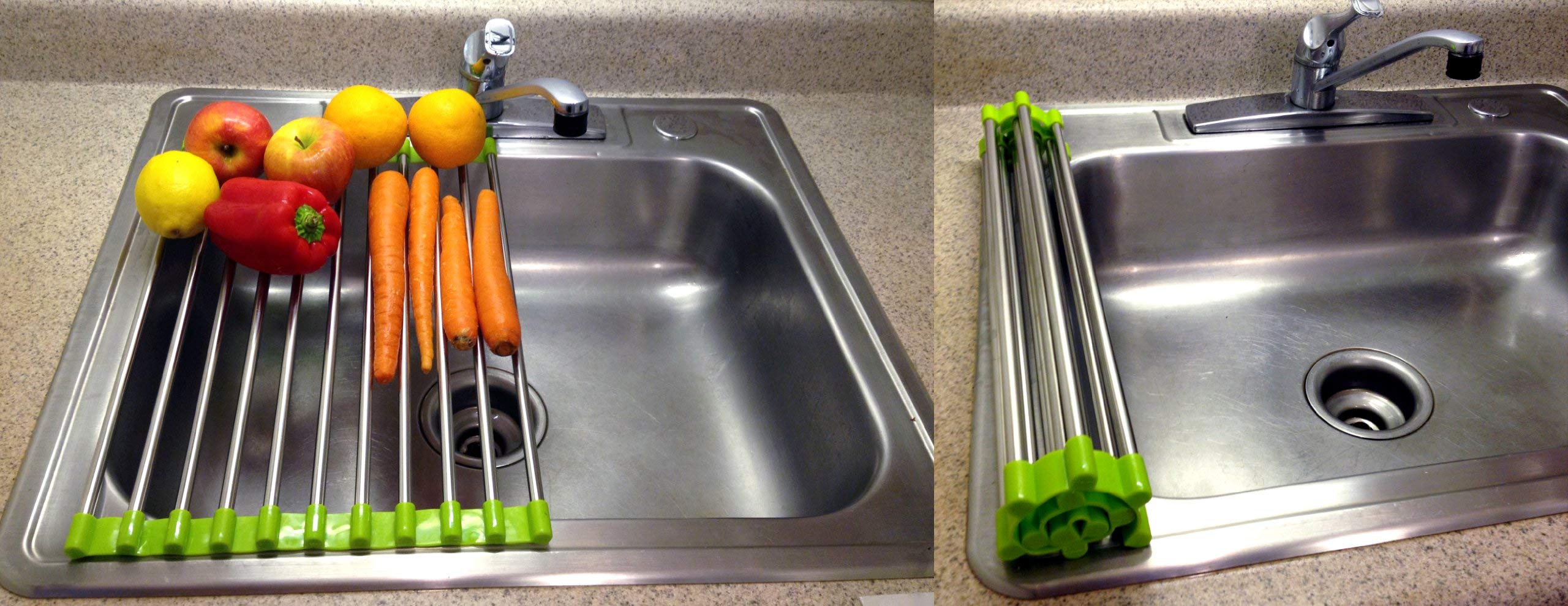 Folding Drain Rack Vegetable Rinsing Station - Stainless Steel Washing Station And Coladnder Drying Tray