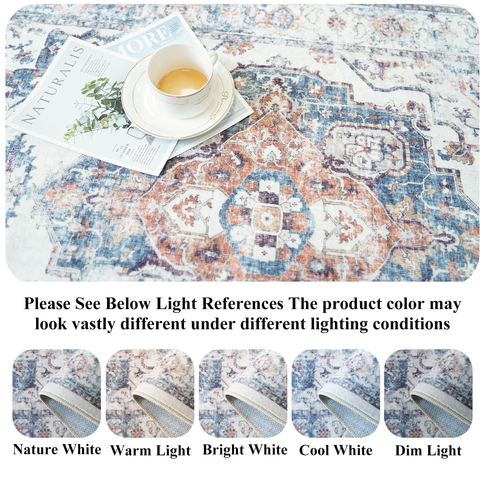 2x8 Washable Hallway Runner Rug: Indoor Non-Slip Entryway Kitchen Rugs Oriental Ultra Soft Carpet for Living Room Bedroom Thin L