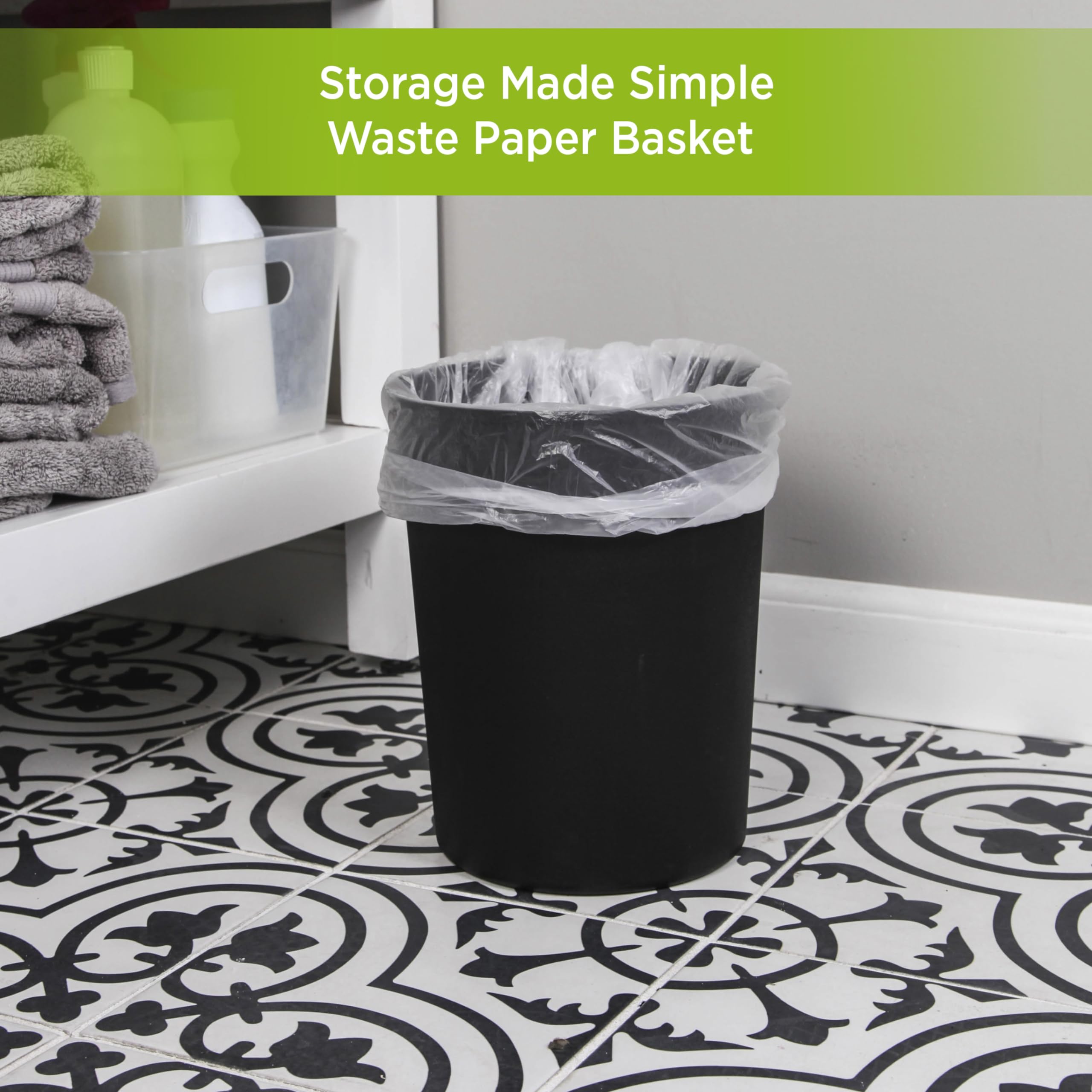 Kenney Kn83001 Storage Made Simple 1.53 Gallon (5.7 Liter) Small Open Top Rust-Proof Plastic Waste Basket/Trash Can/Garbage Can
