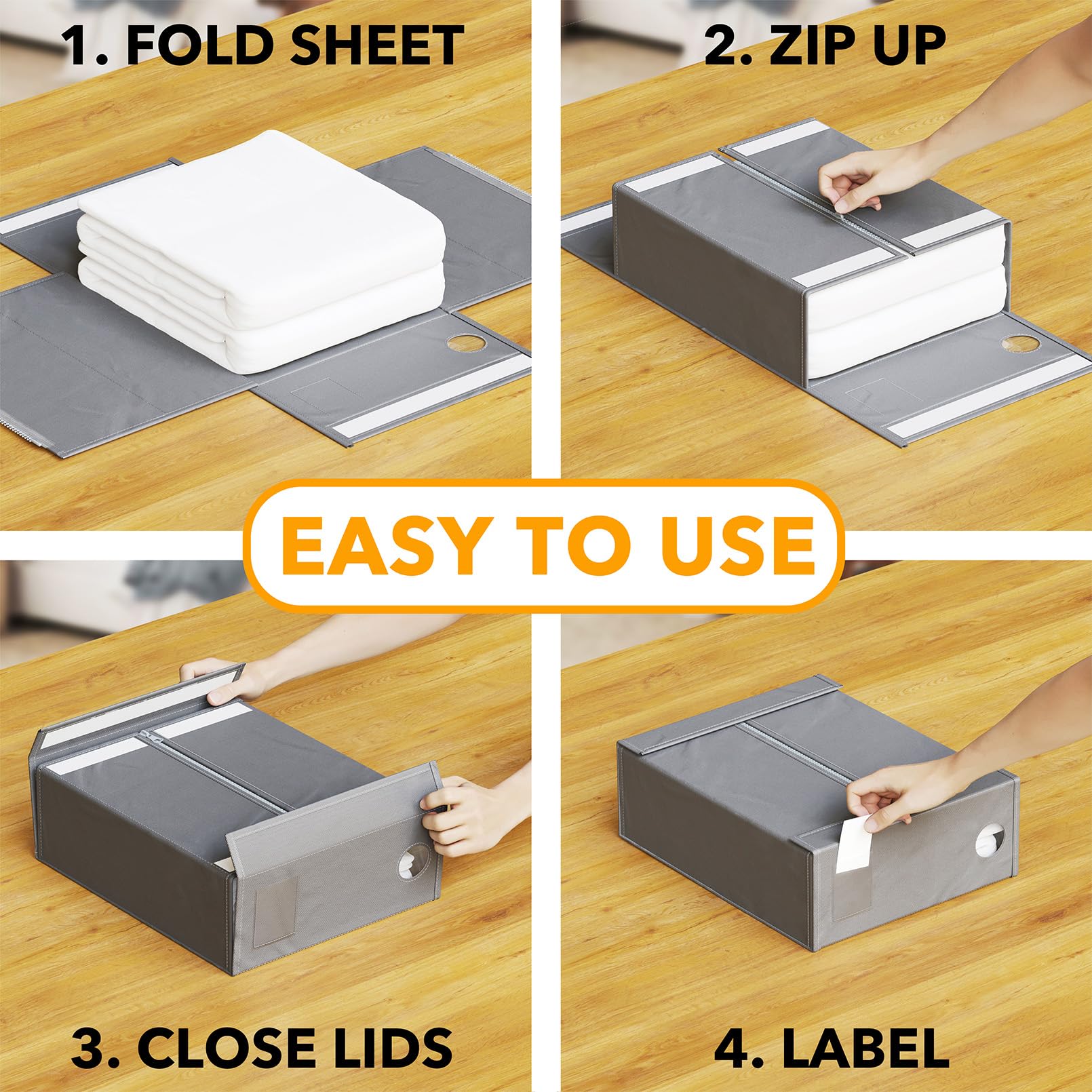 SpaceAid 4 Pack Bed Sheet Organizers and Storage, Foldable Sheet Organizer for Linen Closet, Sheets Set Folder Keeper with Windo