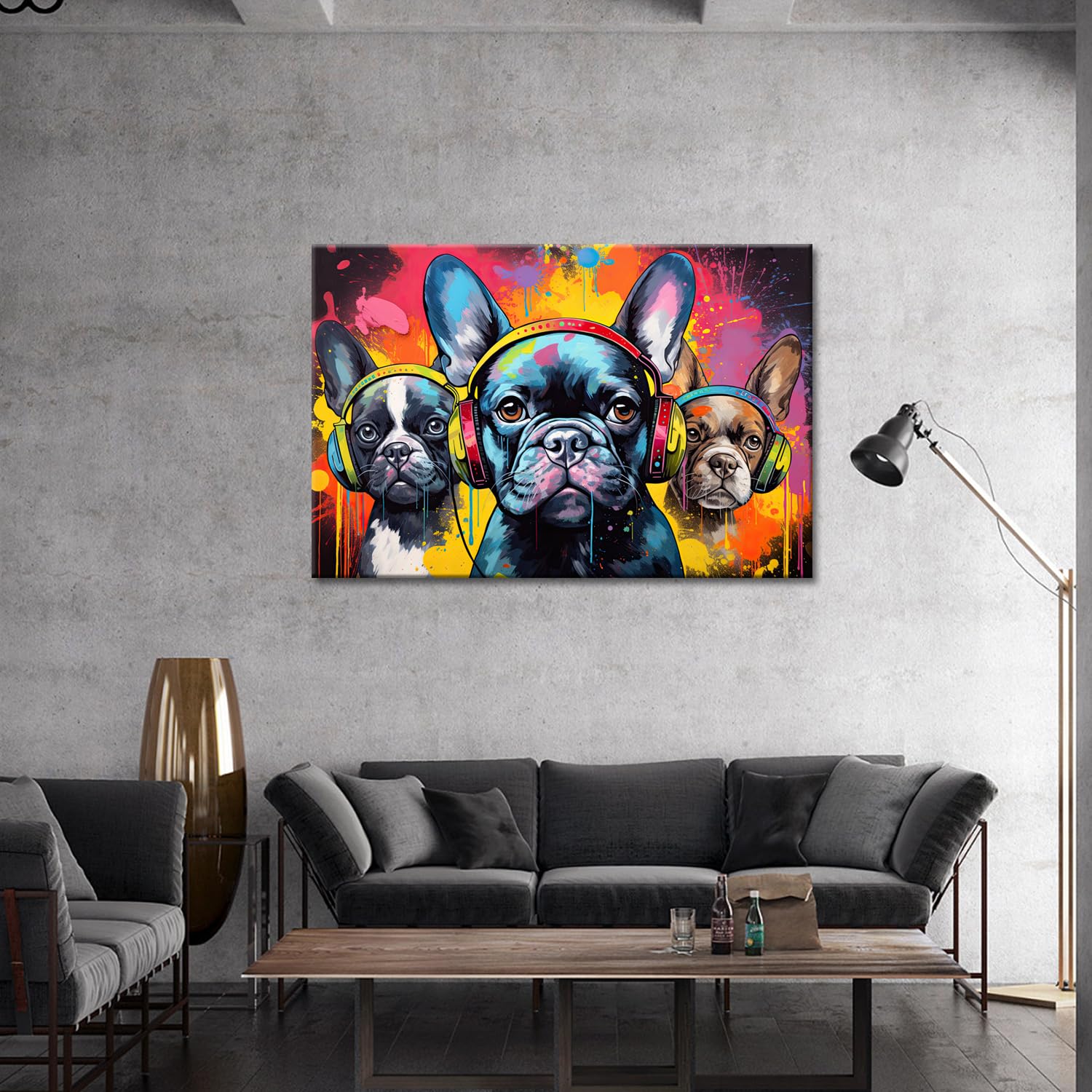 Glokaka Wall Art, Funny Dog Graffiti Art Print, Waterproof Canvas, 18 X12, Bedroom Decor