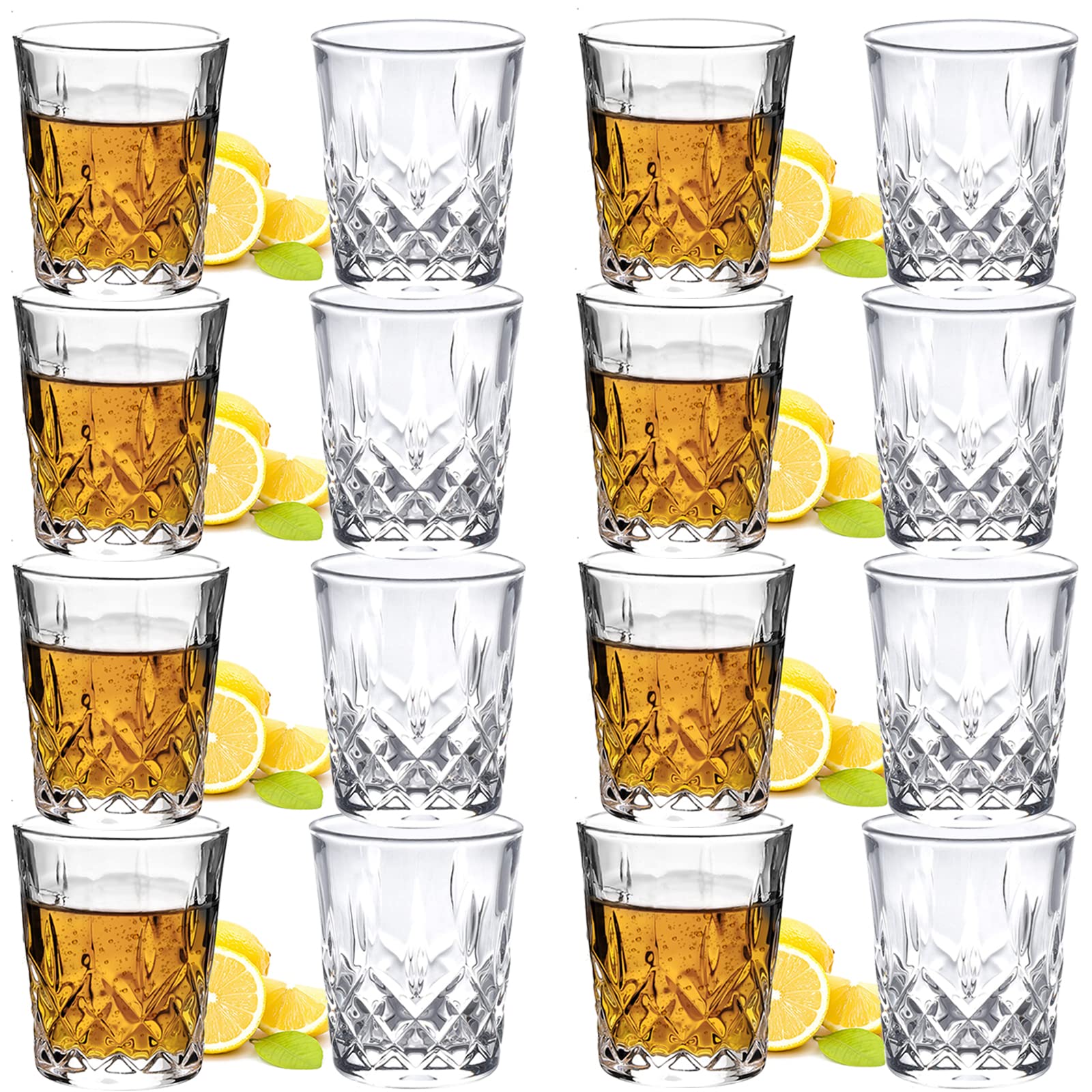 Jaief 1.7 Oz Tequila Shot Glasses Heavy Base Shot Glass, Crystal Cordial Glasses(Set Of 16)
