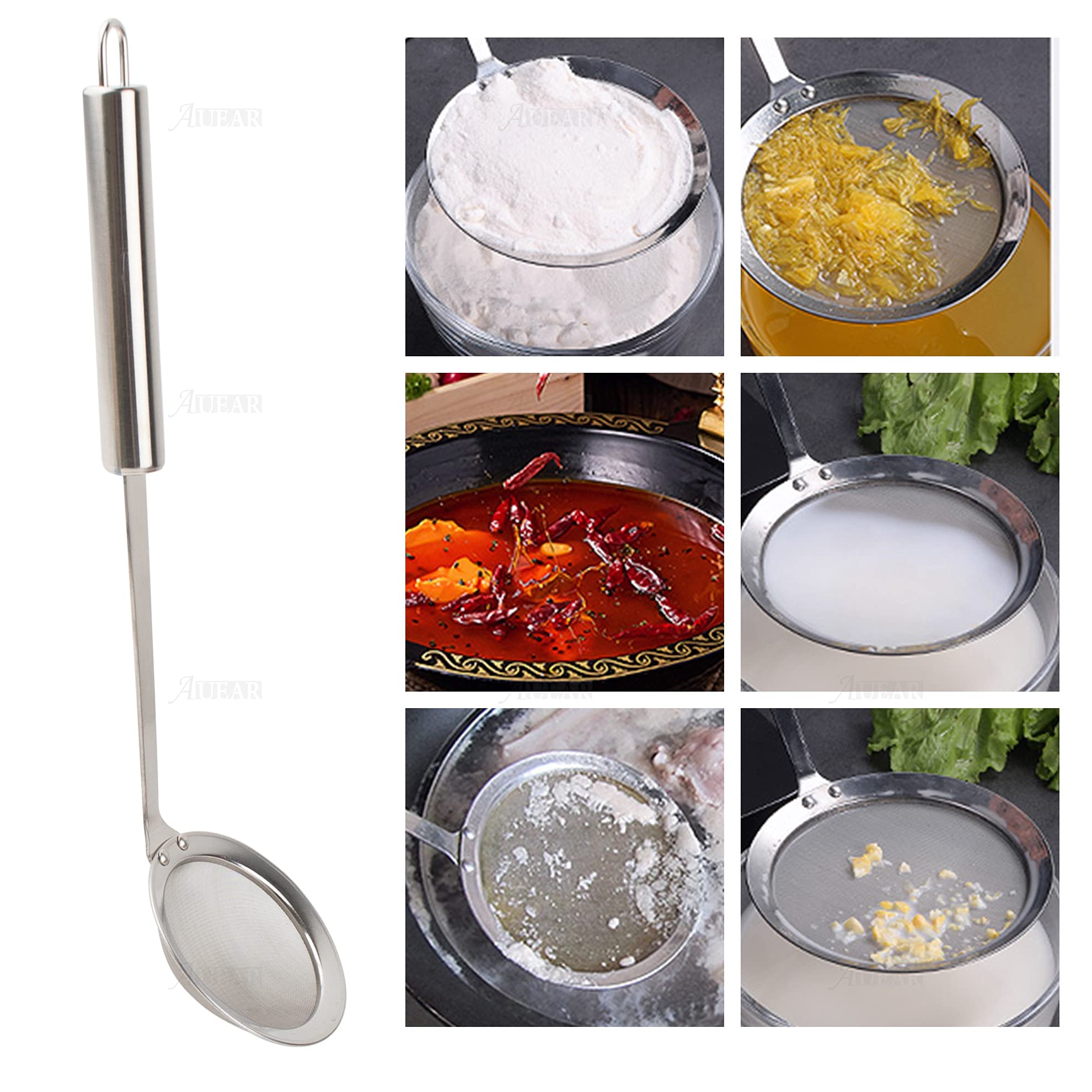 Auear, 3 Pack Hot Pot Fat Skimmer Spoon Stainless Steel Fine Mesh Food Strainer For Oil Filter Skimming Grease Foam Gravy
