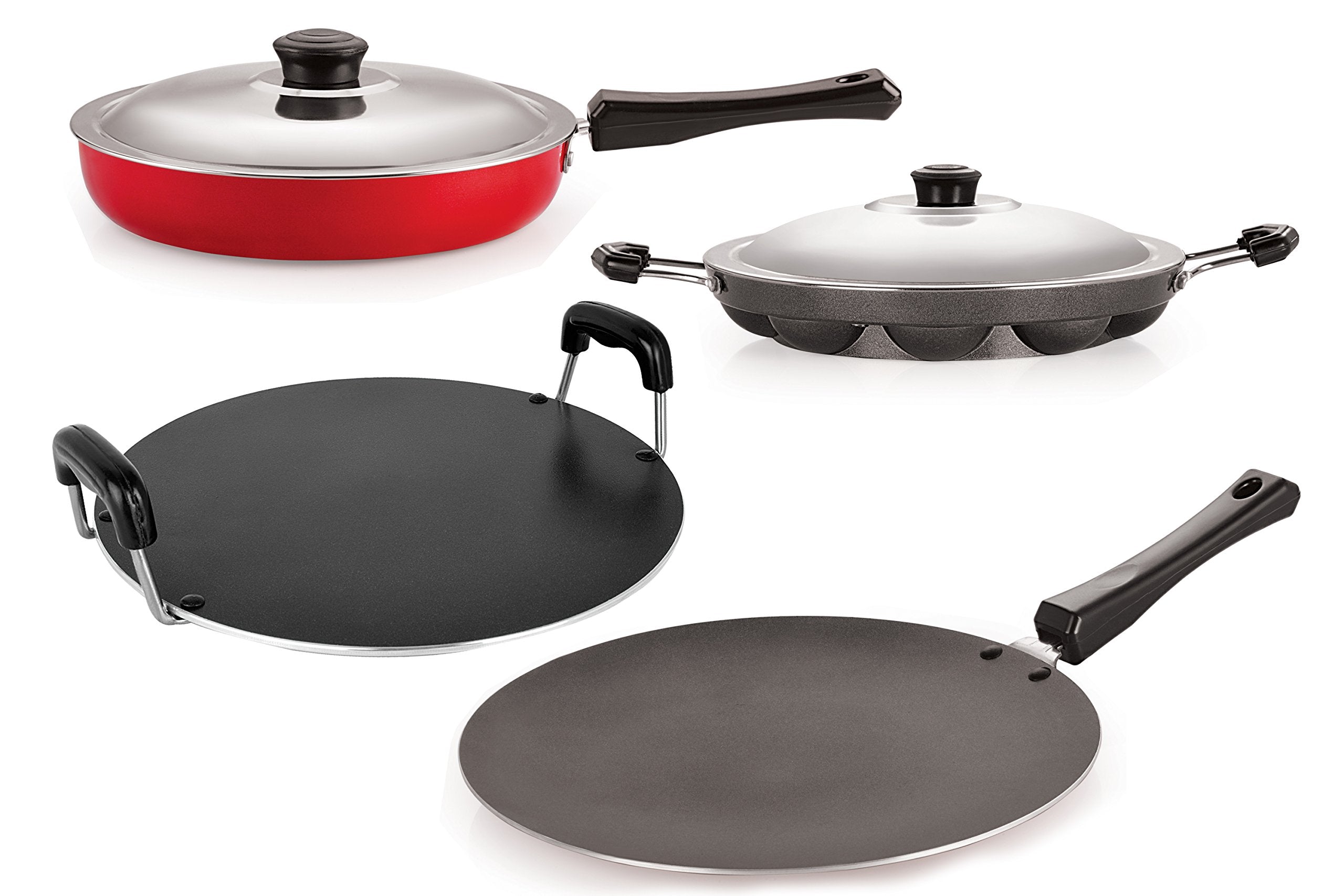 Nirlon 2 Way NonStick Coated Aluminium Odor Free Kitchen Cooking Item Set