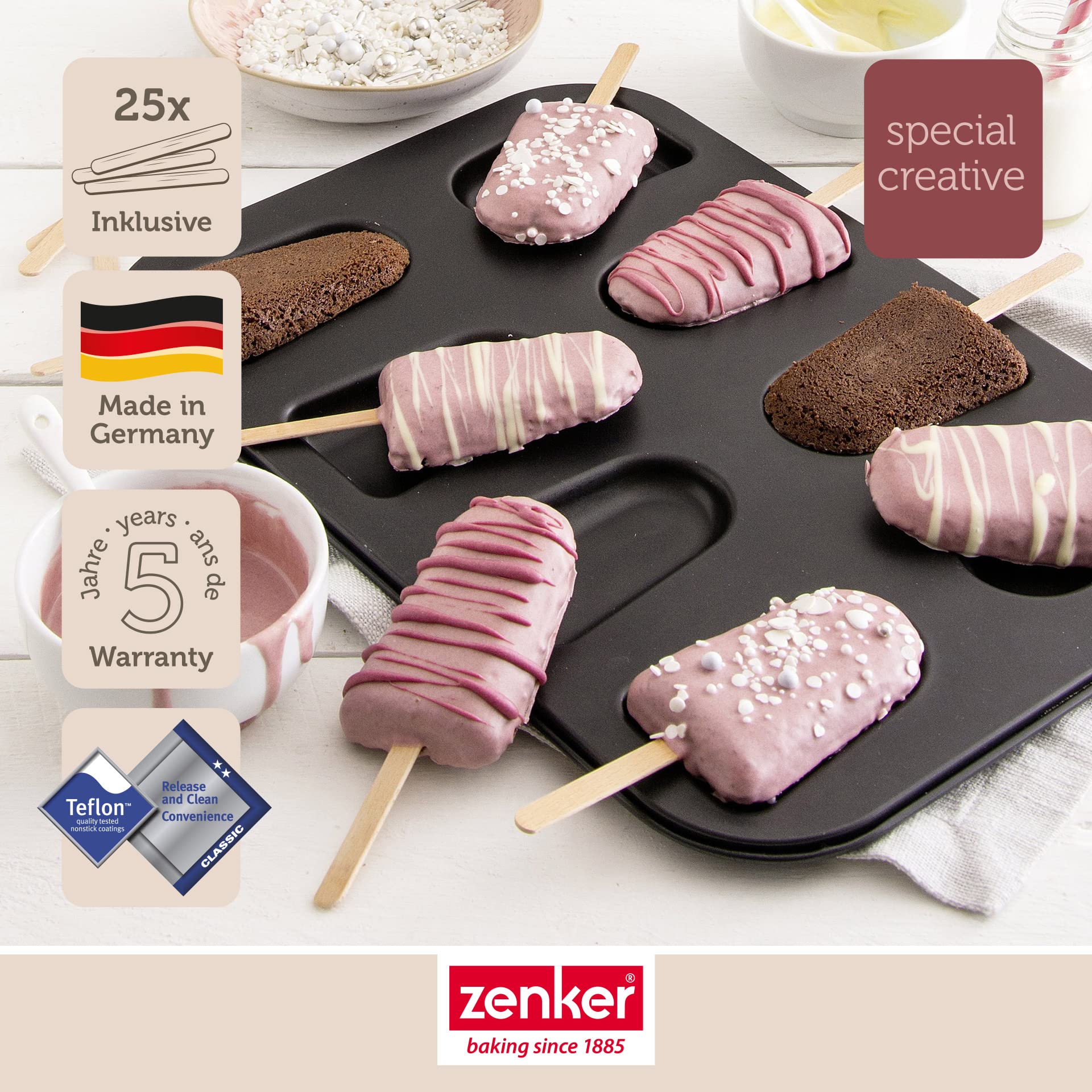 Zenker Ice Lolly Tray ''Special Creative'' For 8, Black, 15.16 X 10.43 X 0.59''