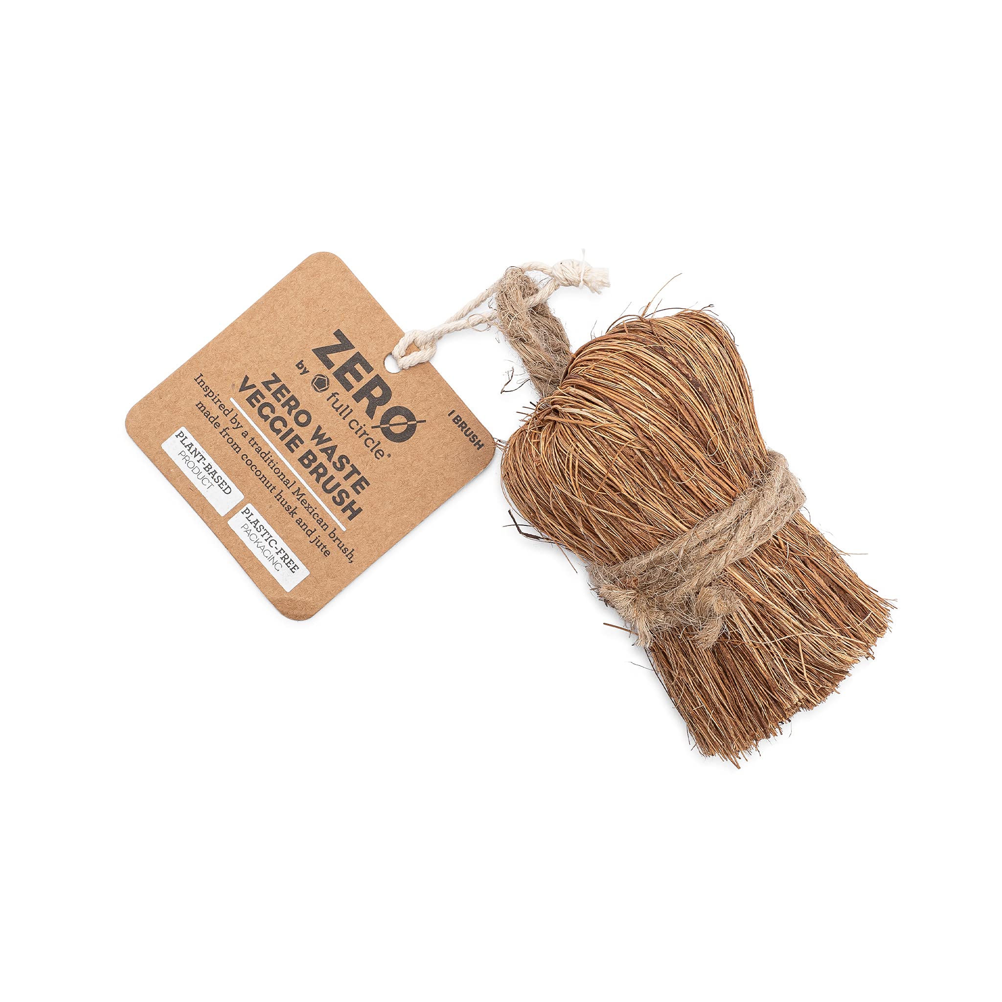 Full Circle Zero Waste Veggie Brush - Produce Brush For Food, Fruit & Vegetables - 100% Plant Based Natural Bristle Vegetable Br
