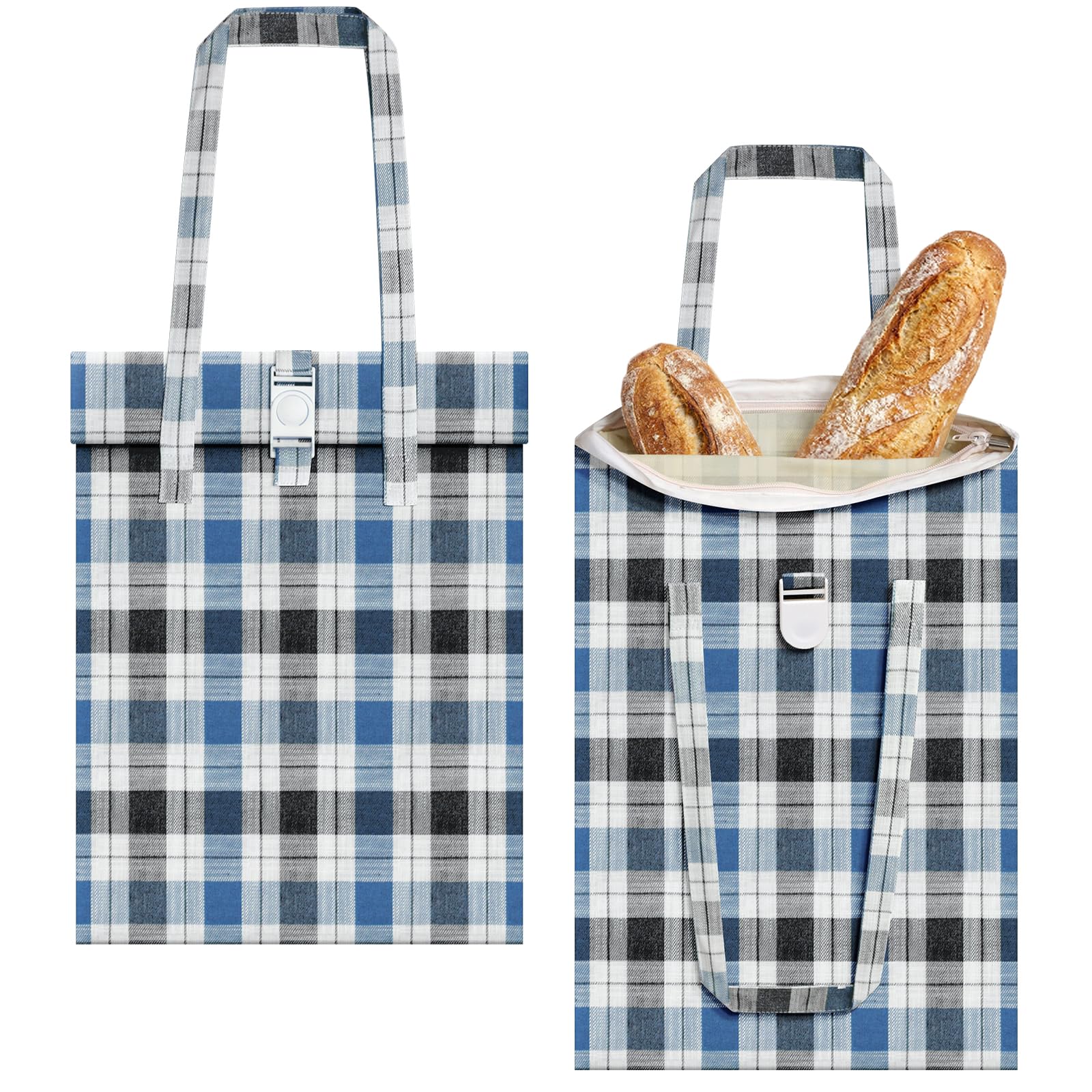 Binrui Beeswax Lined Bread Bag with Zipper for Homemade Bread 2 Pack