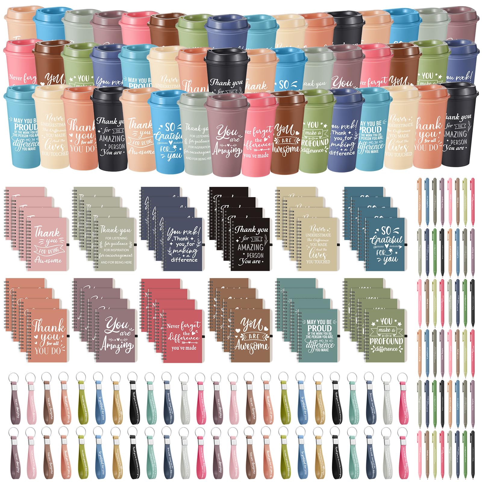 Skylety 48 Set/ 192 Pcs Employee Appreciation Gifts Bulk Administrative Professionals Day Gift Thank You Set 16 oz Tumblers Mini