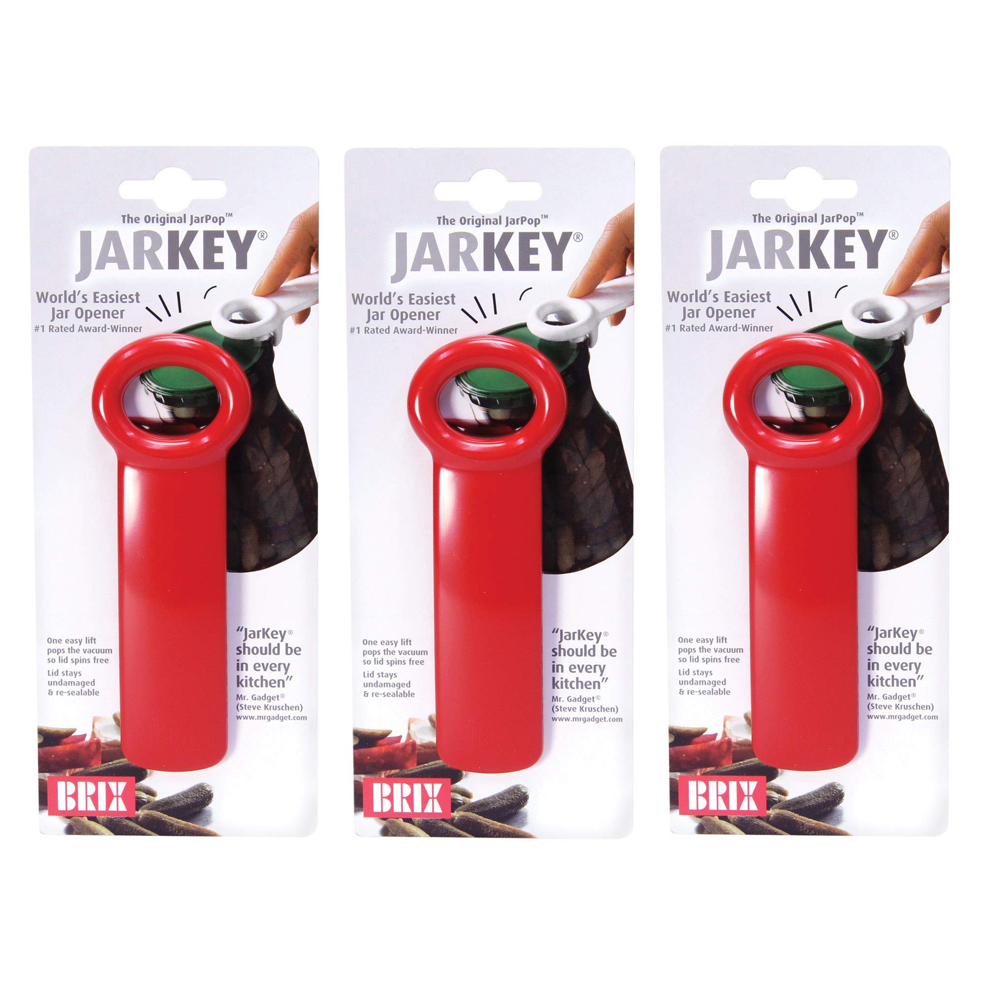 Brix Original Easy Jar Key Opener, Great For Kids And Arthritis And Carpal Tunnel Sufferers, Assorted Colors, 562-Inches, Set Of